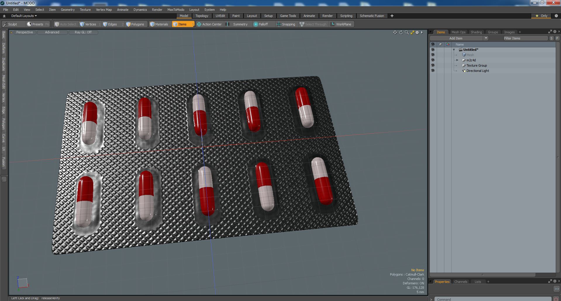 3D model Capsules Blister Pack 10 Holes