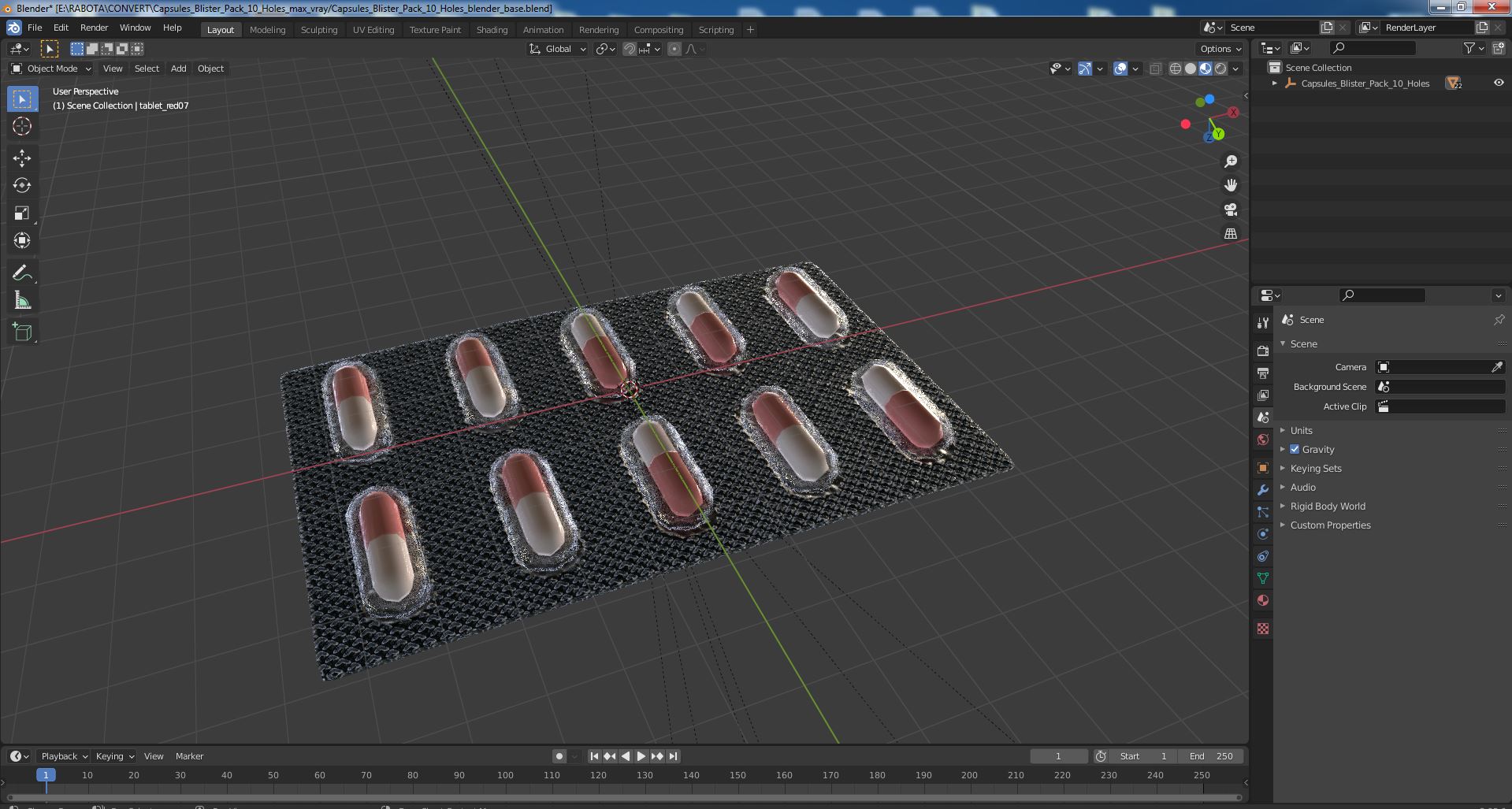 3D model Capsules Blister Pack 10 Holes