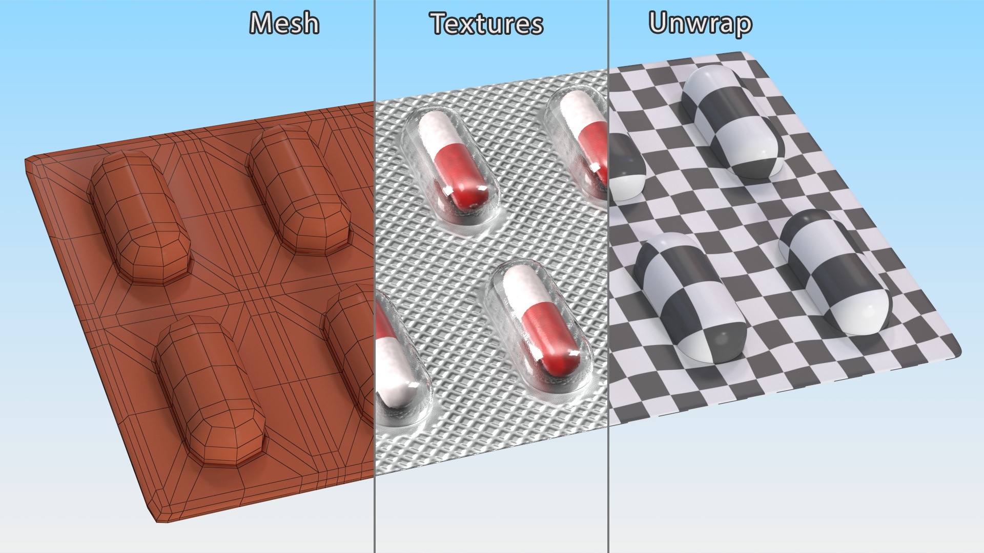 3D model Capsules Blister Pack 10 Holes