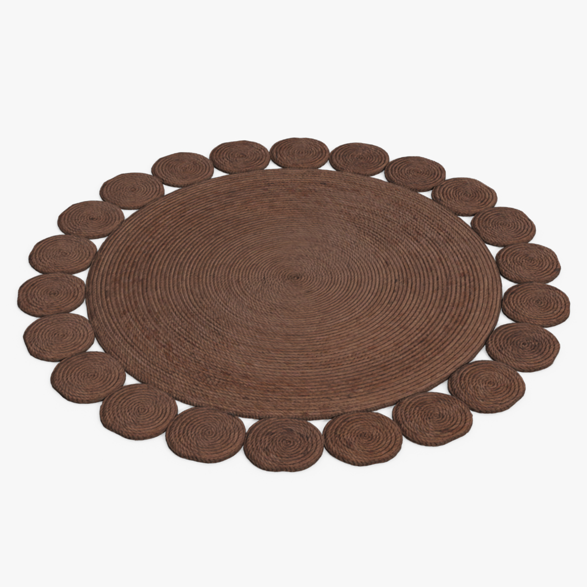 Braided Jute Floor Rug Brown 3D model preview