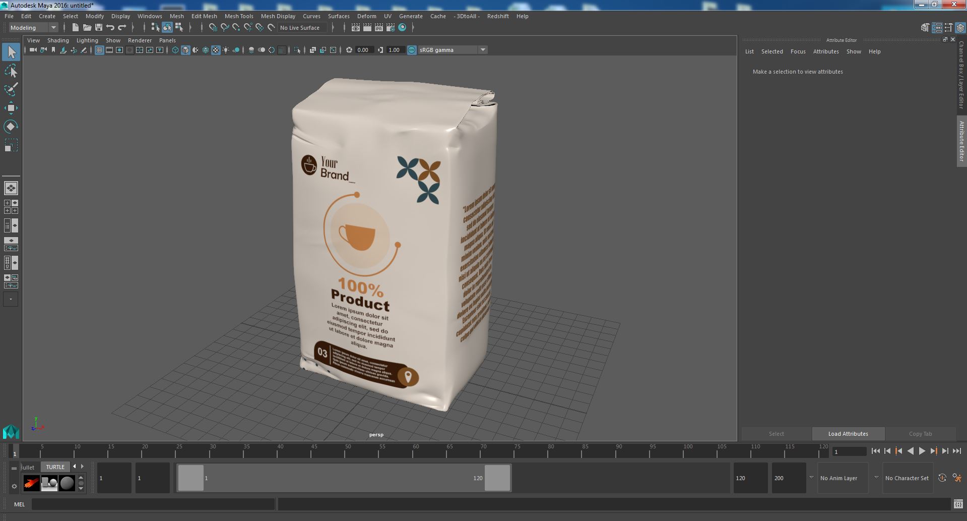 Foil Package 2lb Mockup Beige 3D model