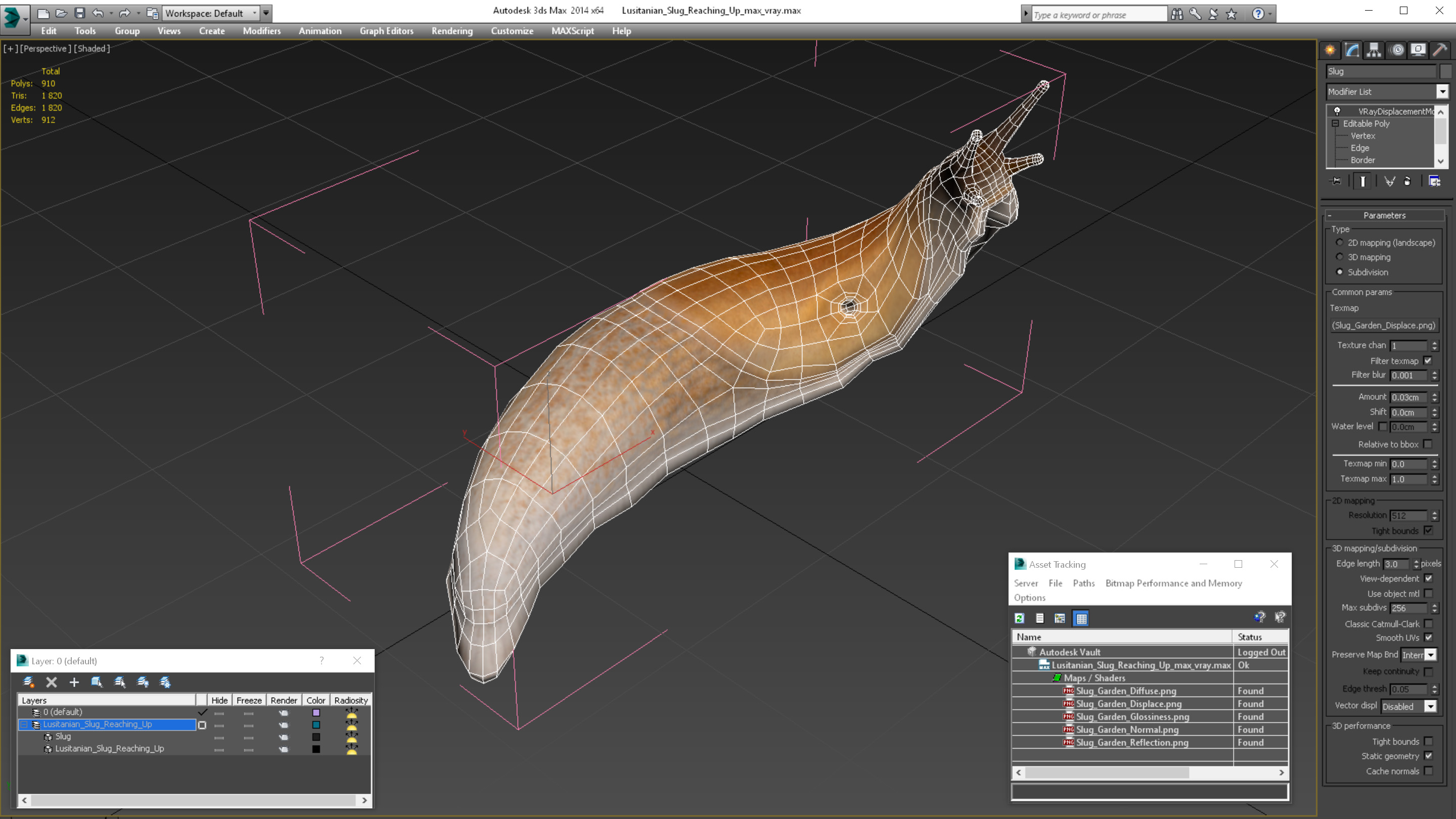 Lusitanian Slug Reaching Up 3D