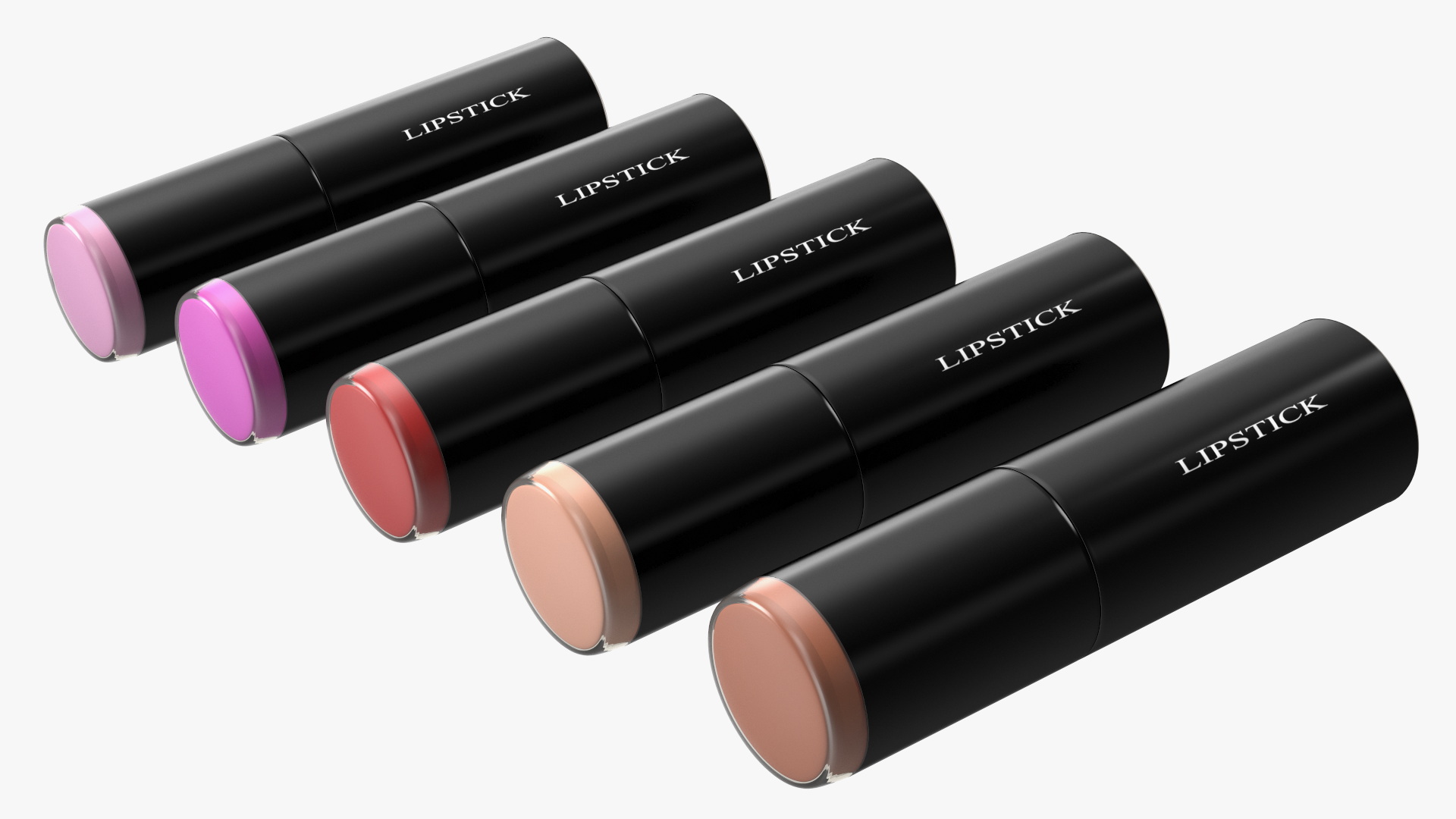 Round Lipsticks 5 Color Open Set 3D