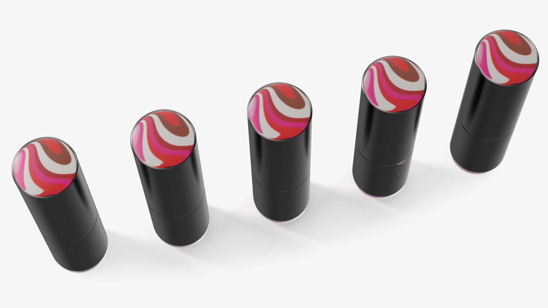 Round Lipsticks 5 Color Open Set 3D