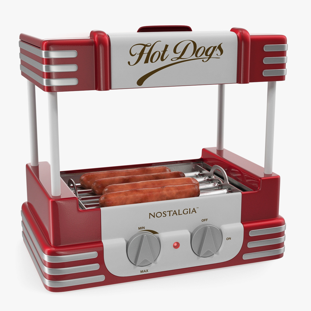 Retro Hot Dog Roller Grill with Sausages 3D Model