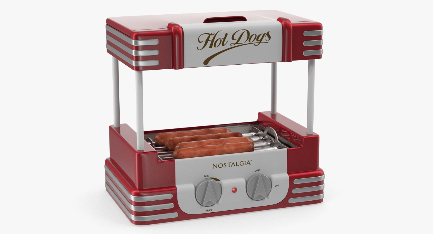 3D model Retro Hot Dog Roller Grill with Sausages