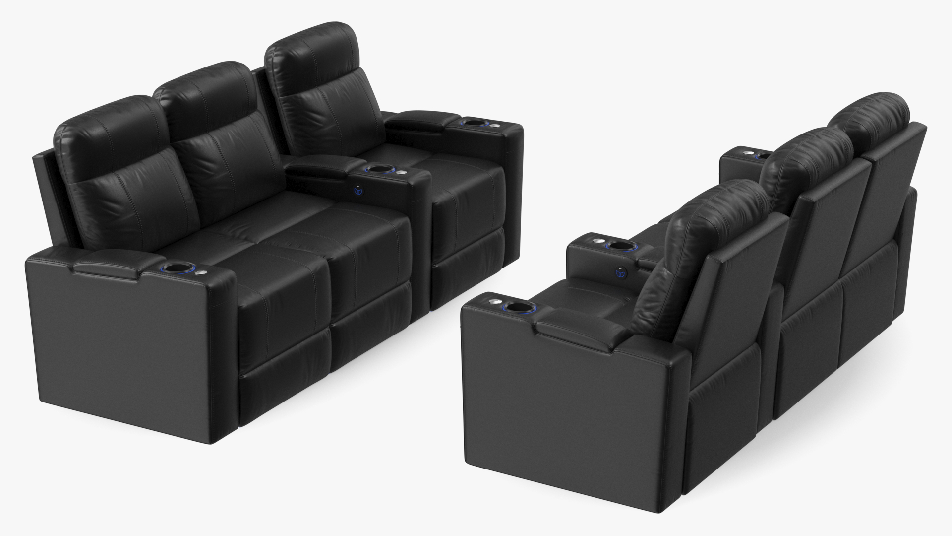 3D Valencia Home Theater Seating Row of 3 Loveseat Black model