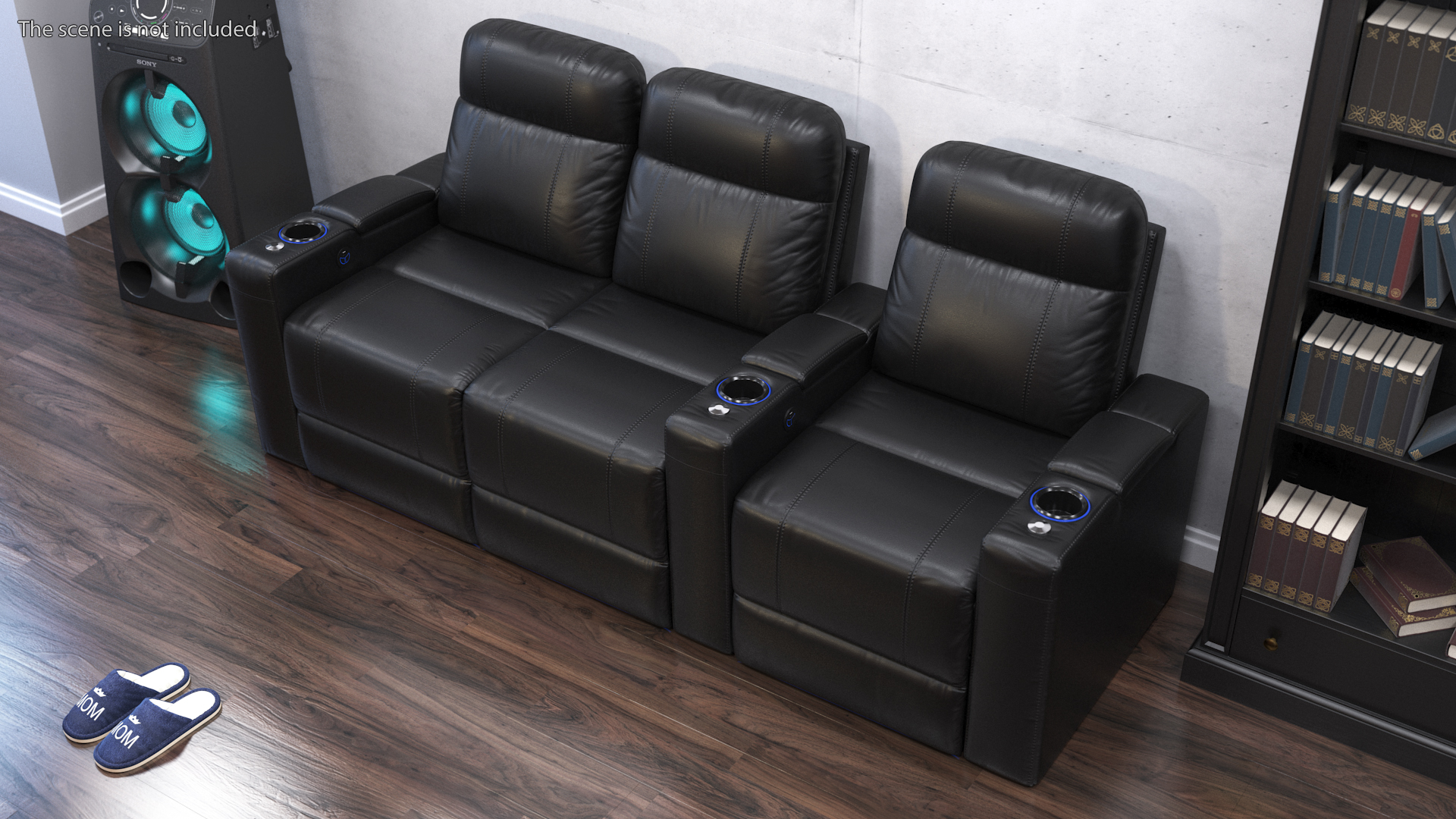 3D Valencia Home Theater Seating Row of 3 Loveseat Black model