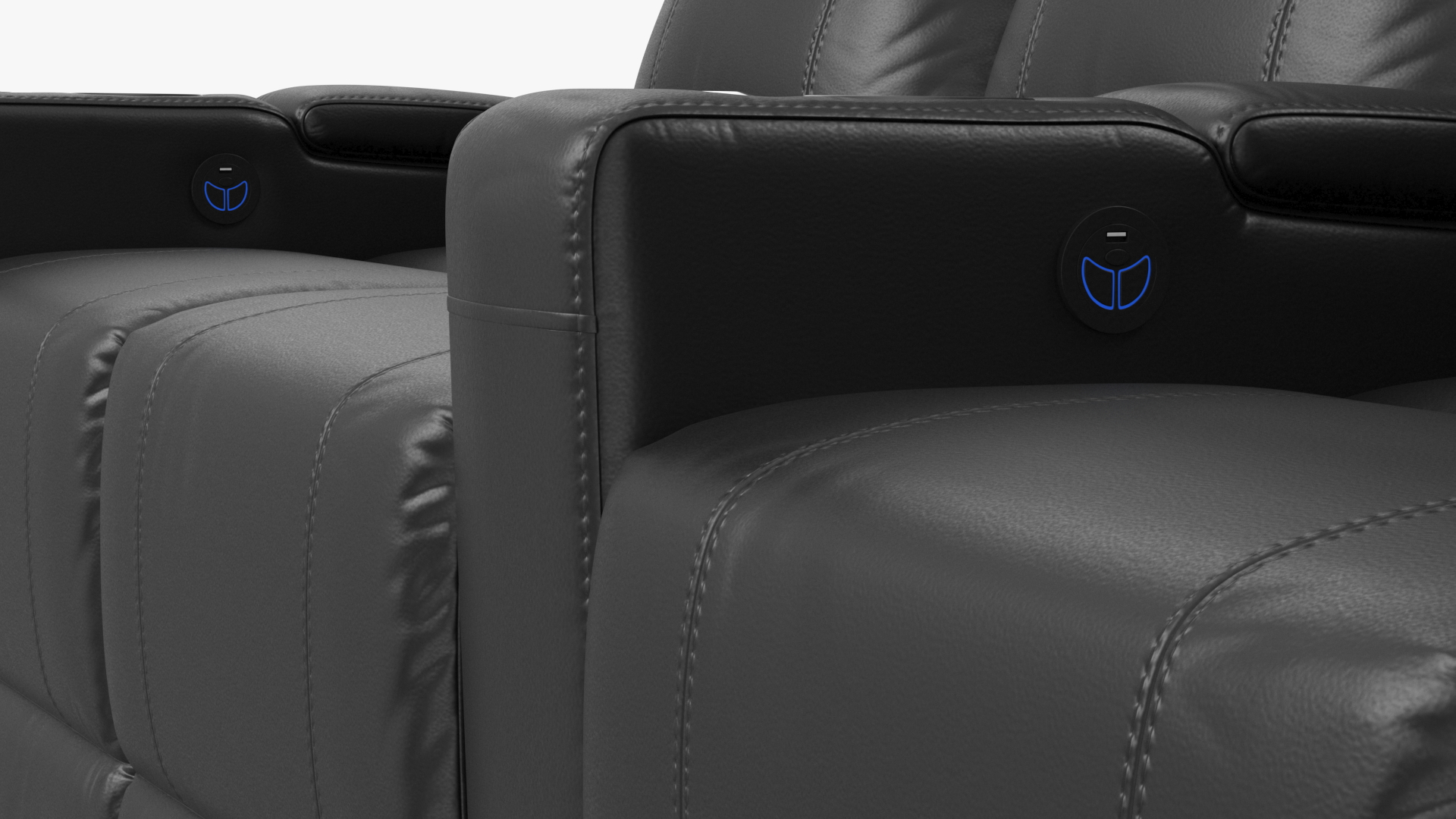 3D Valencia Home Theater Seating Row of 3 Loveseat Black model