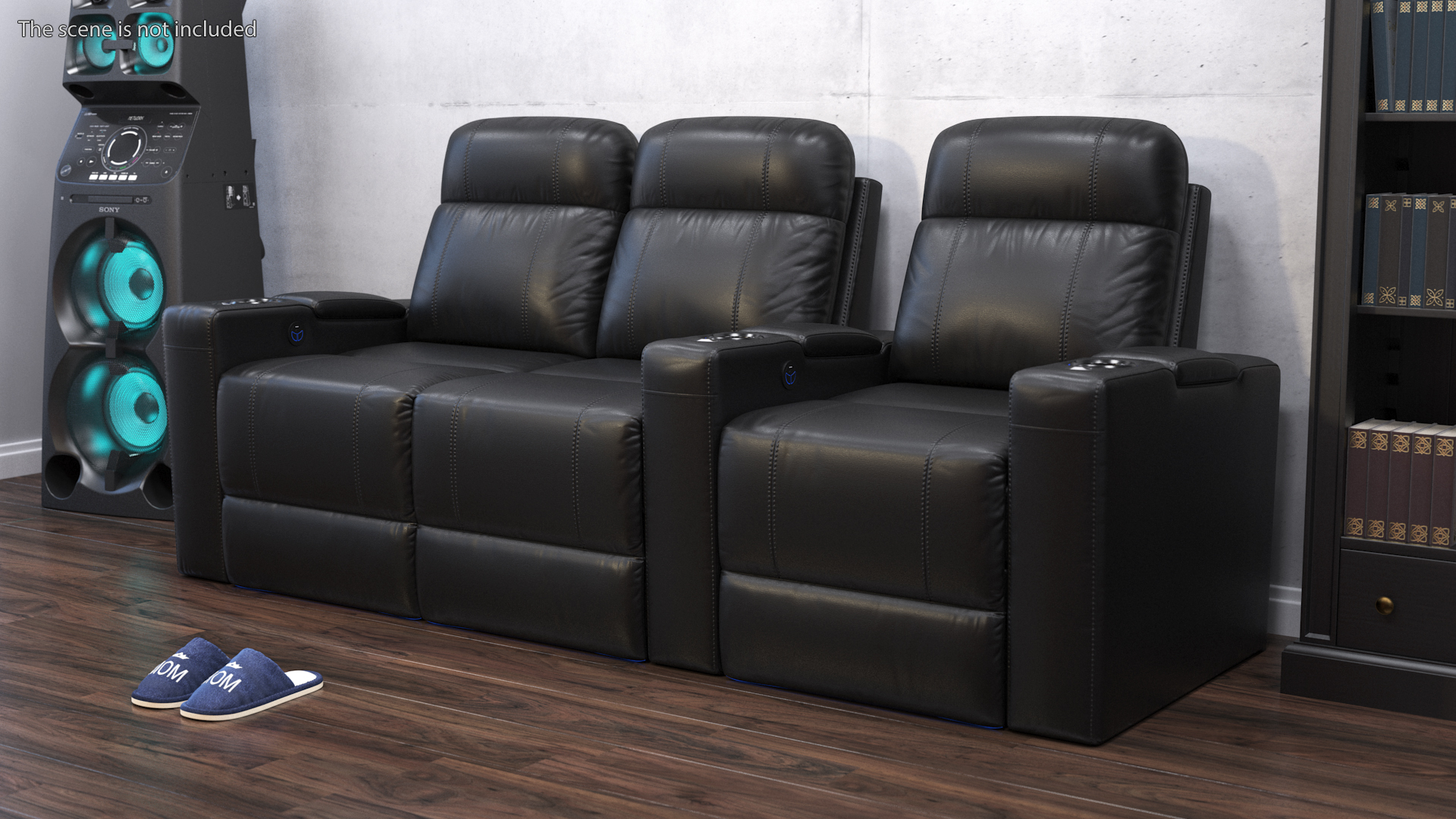 3D Valencia Home Theater Seating Row of 3 Loveseat Black model