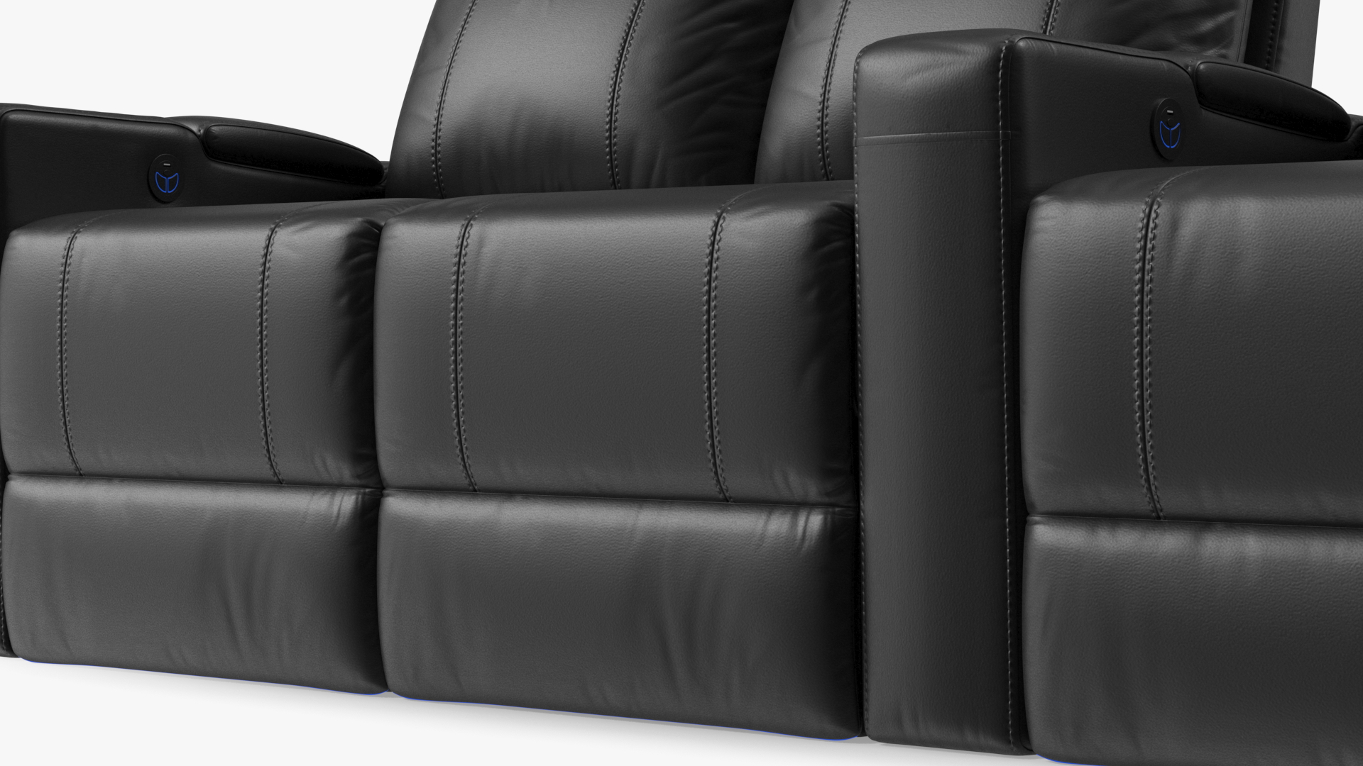 3D Valencia Home Theater Seating Row of 3 Loveseat Black model