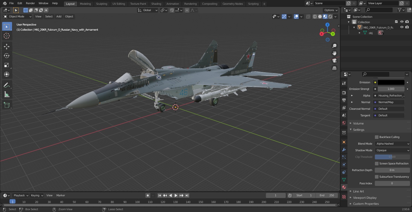3D model MiG 29KR Fulcrum D Russian Navy with Armament
