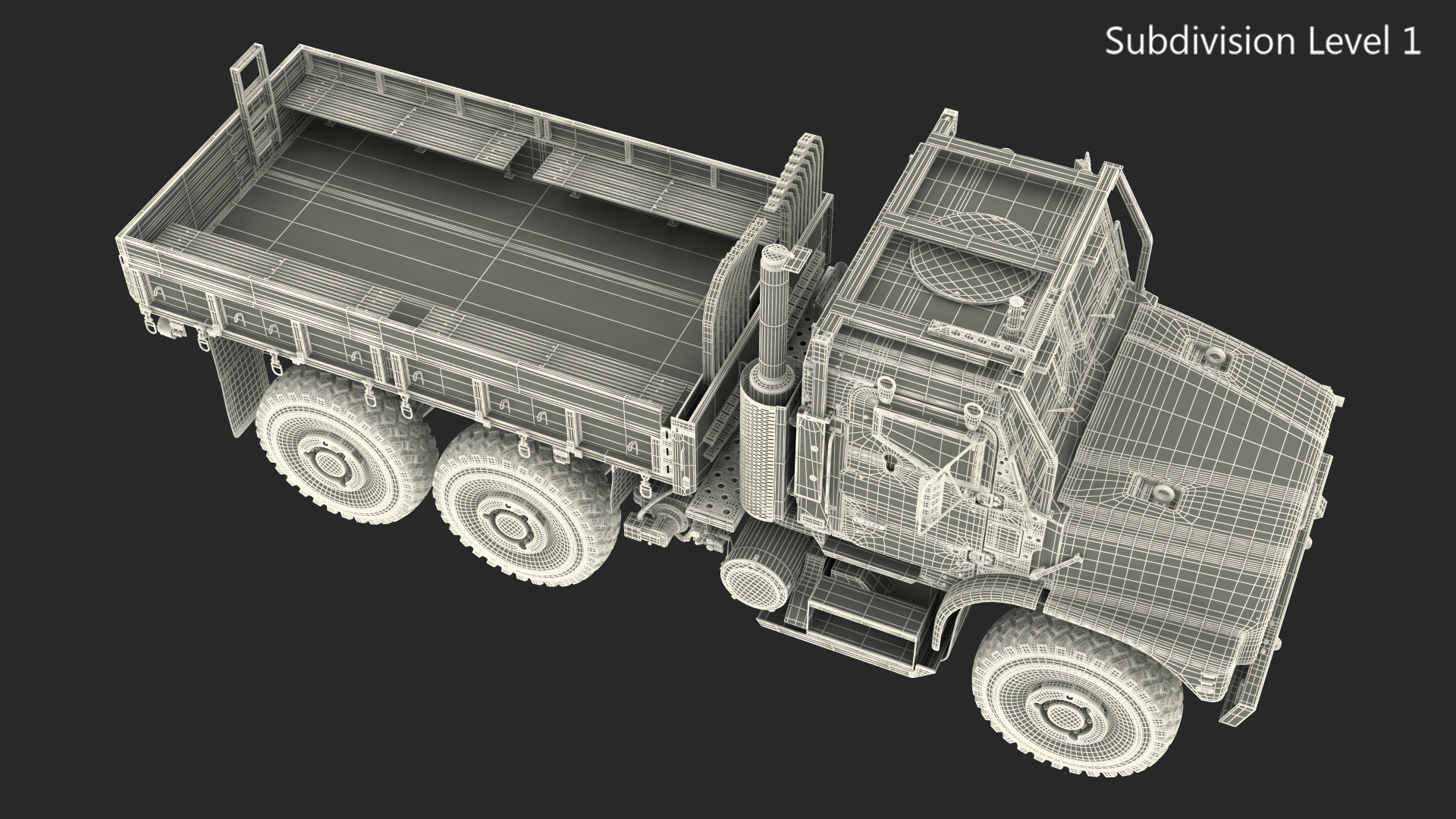 Military Medium Cargo Truck 6x6 Dusty 3D