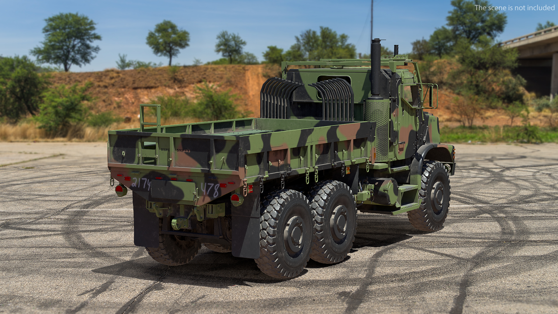 Military Medium Cargo Truck 6x6 Dusty 3D