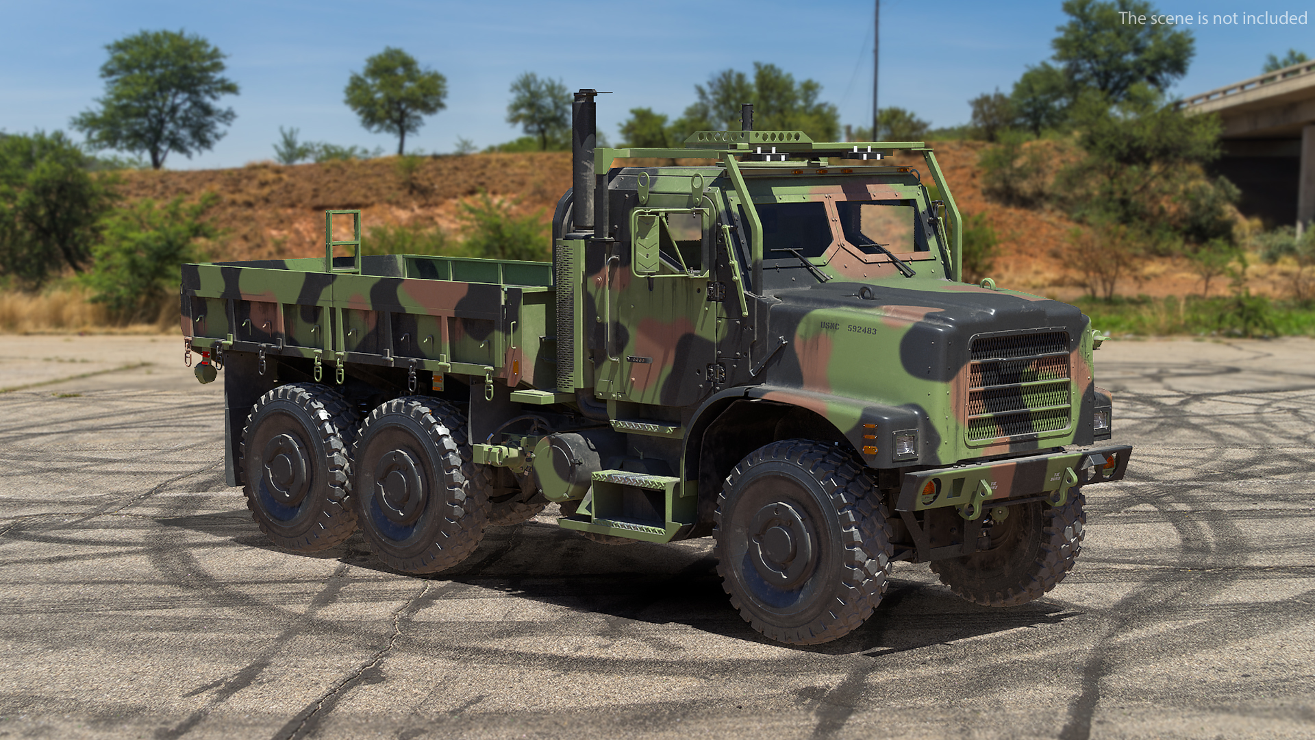 Military Medium Cargo Truck 6x6 Dusty 3D