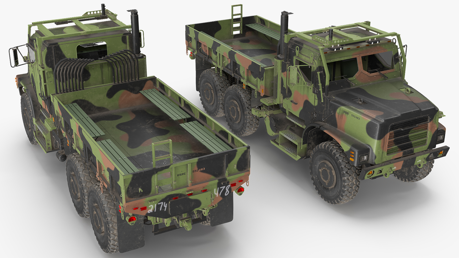 Military Medium Cargo Truck 6x6 Dusty 3D