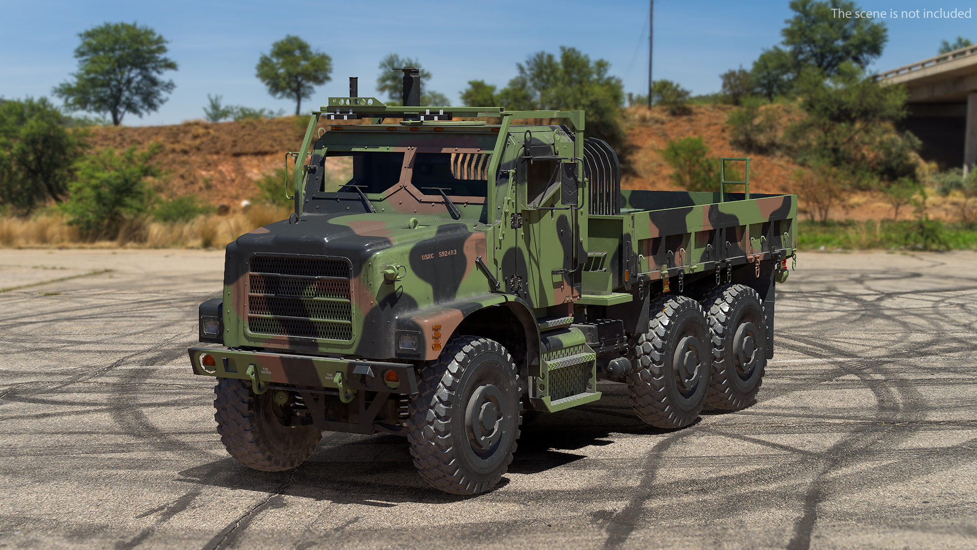 Military Medium Cargo Truck 6x6 Dusty 3D