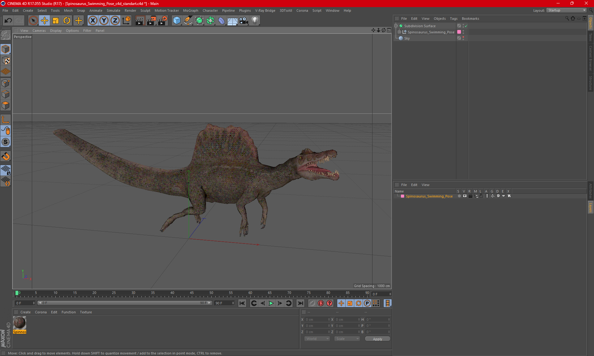 3D model Spinosaurus Swimming Pose
