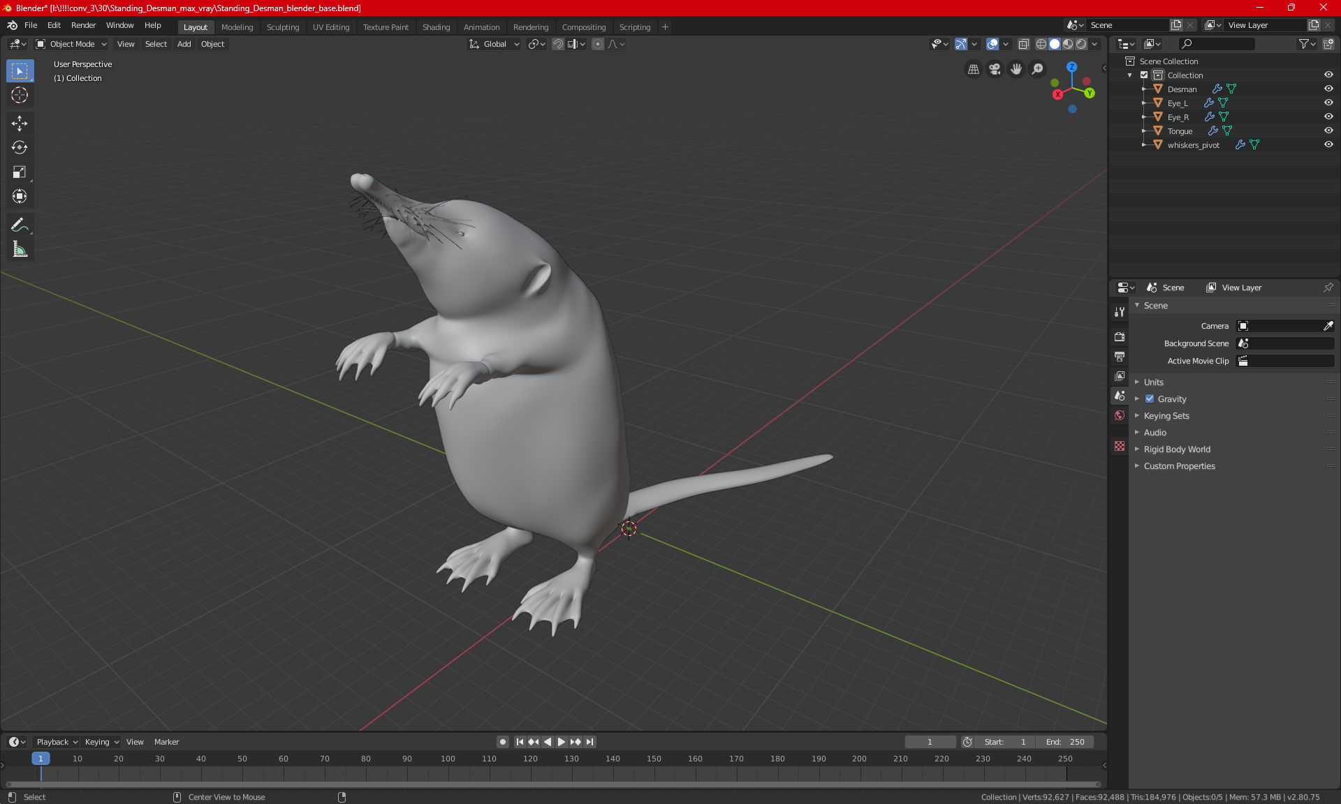 3D model Standing Desman