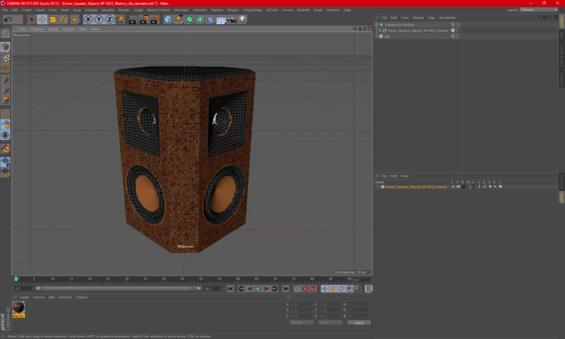 3D model Home Speaker Klipsch RP-502S Walnut