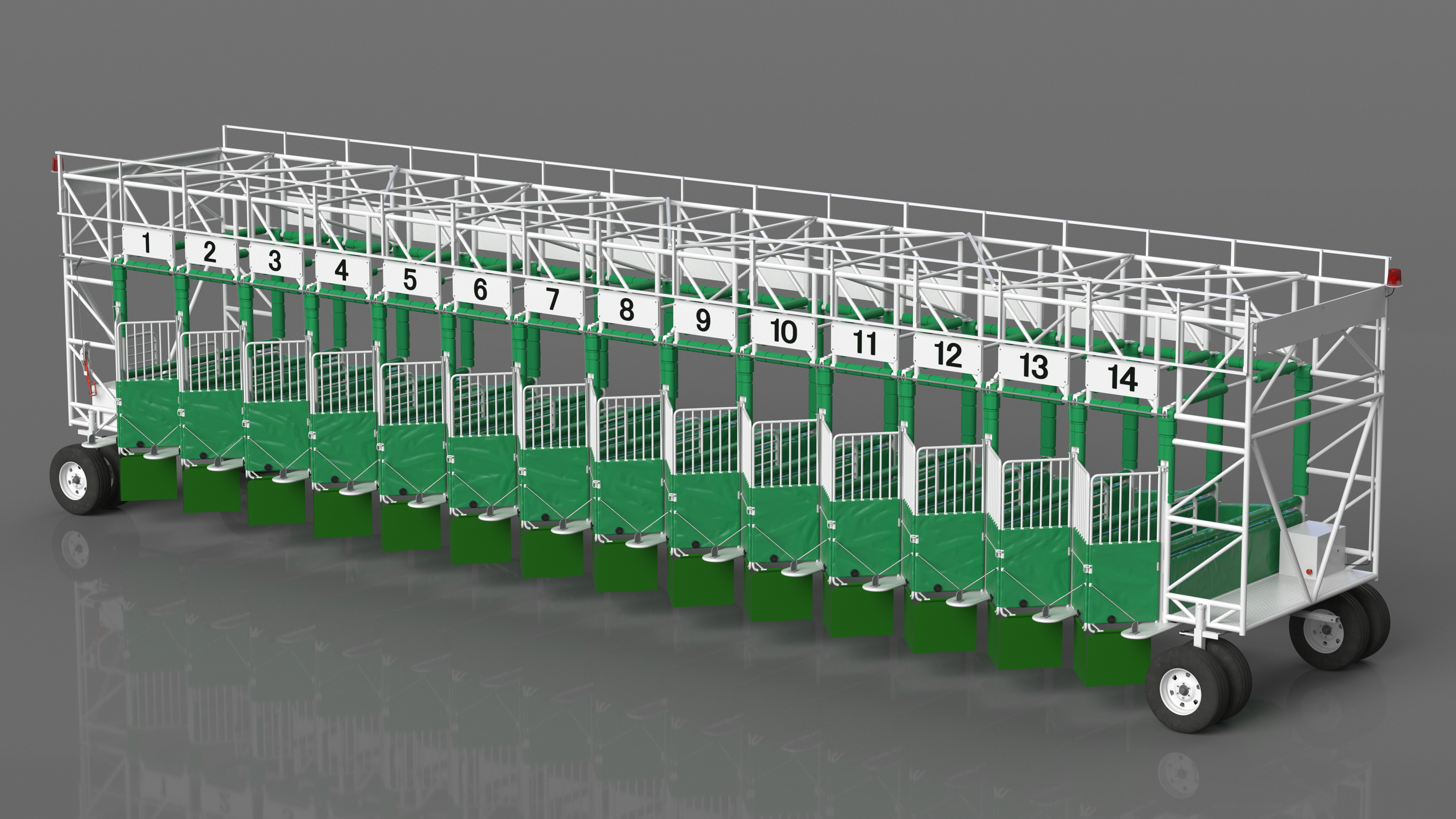 3D 14 Starting Stalls for Horse Racing Rigged for Cinema 4D