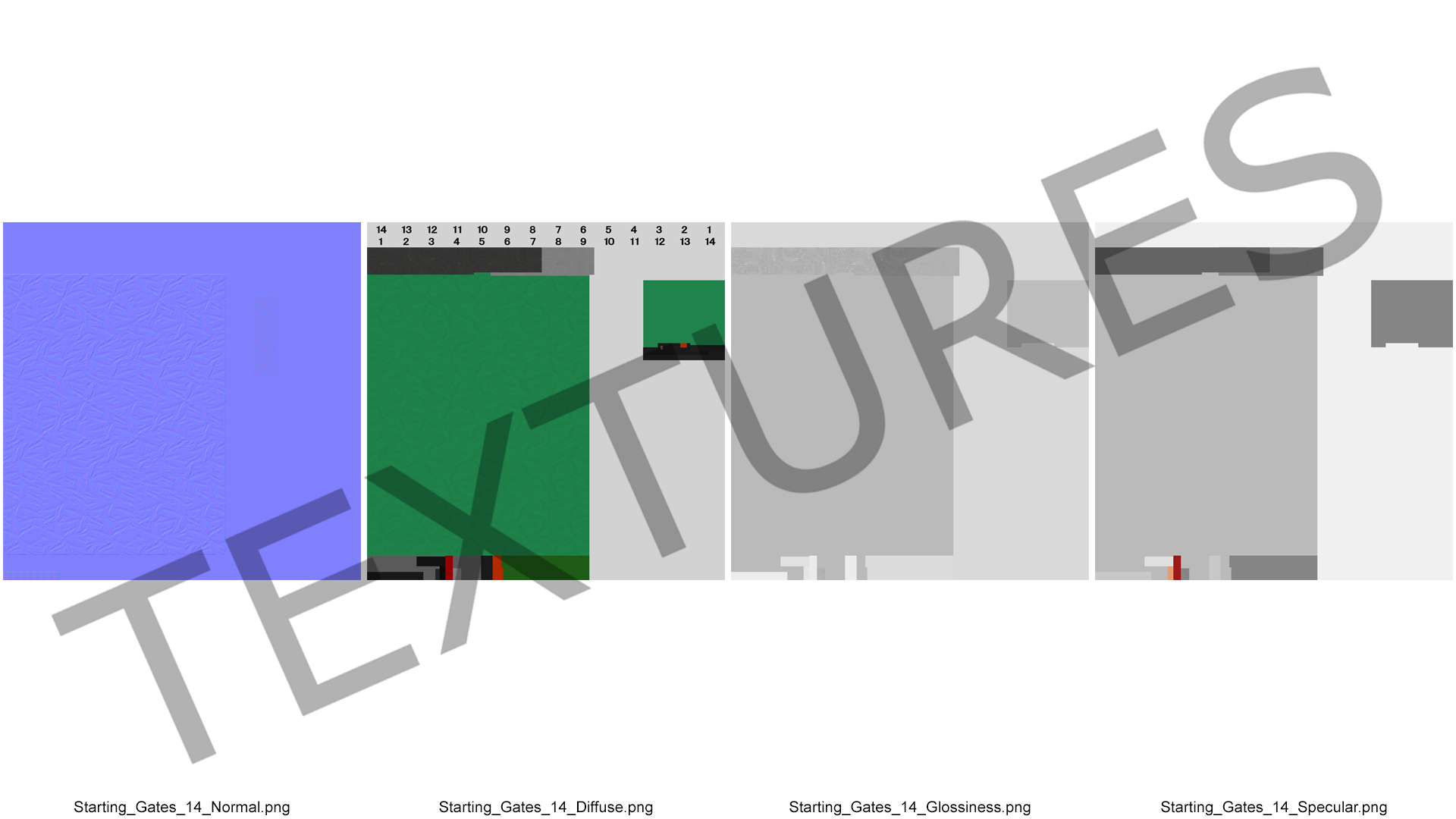 3D 14 Starting Stalls for Horse Racing Rigged for Cinema 4D