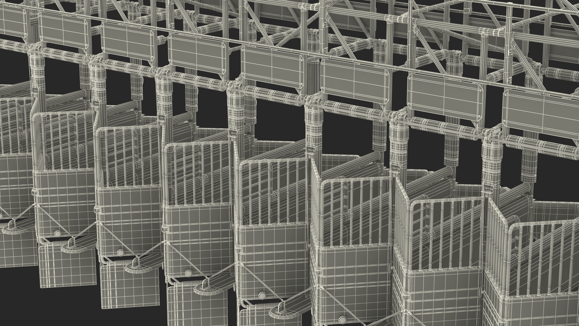 3D 14 Starting Stalls for Horse Racing Rigged for Cinema 4D