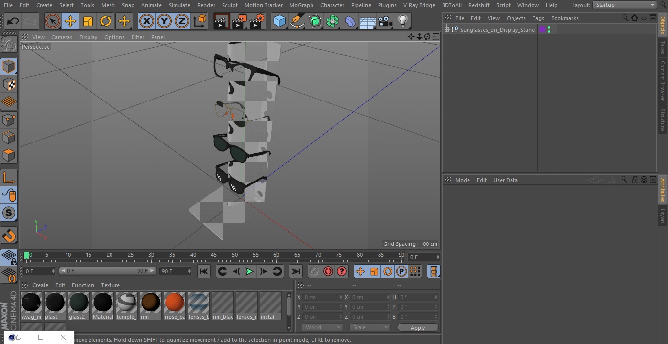 Sunglasses on Display Stand 3D