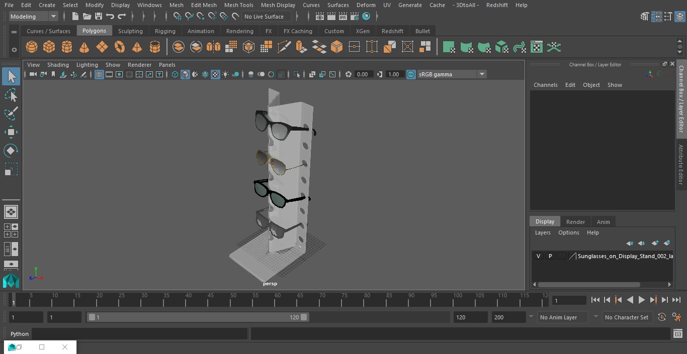Sunglasses on Display Stand 3D