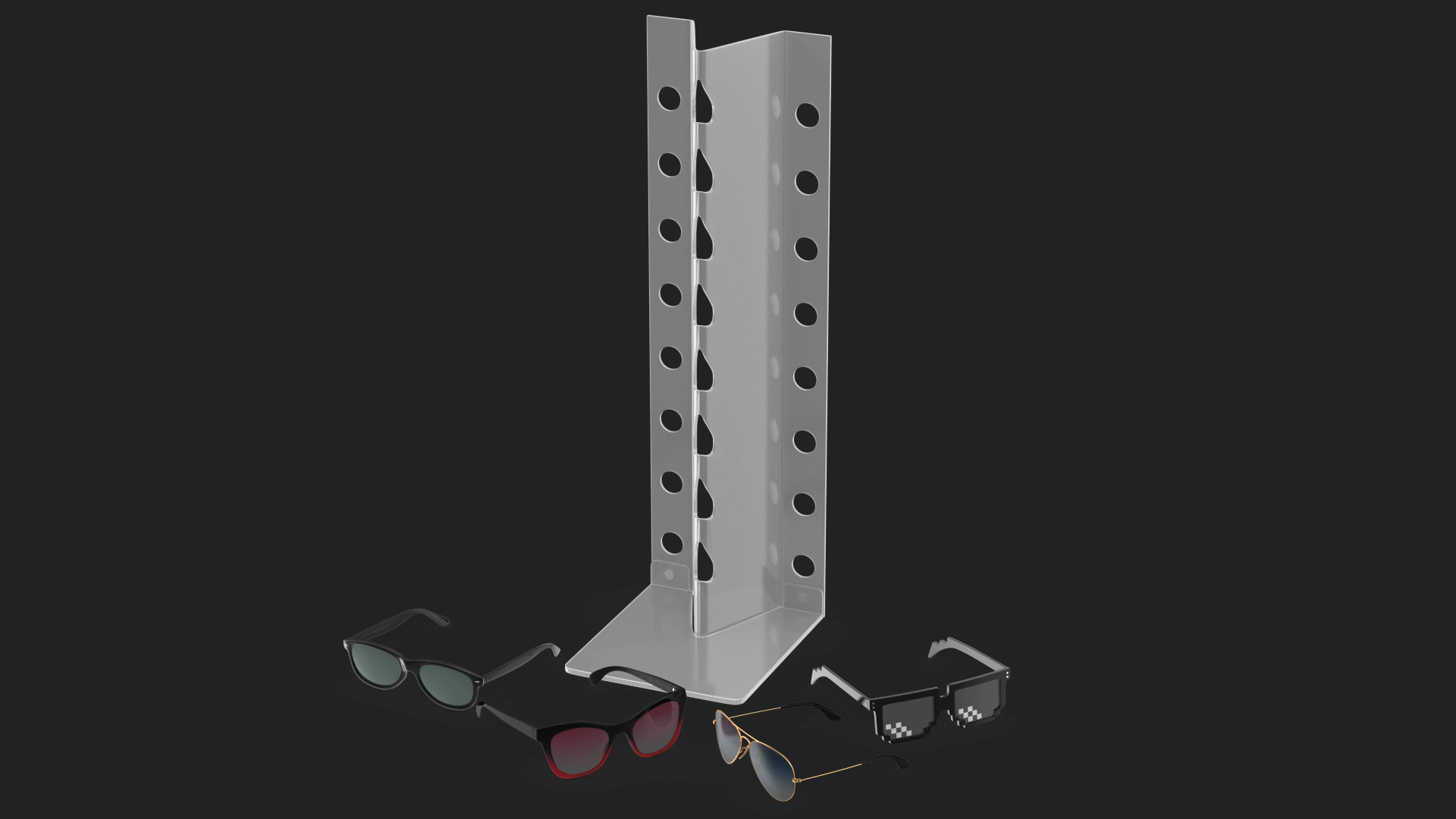 Sunglasses on Display Stand 3D