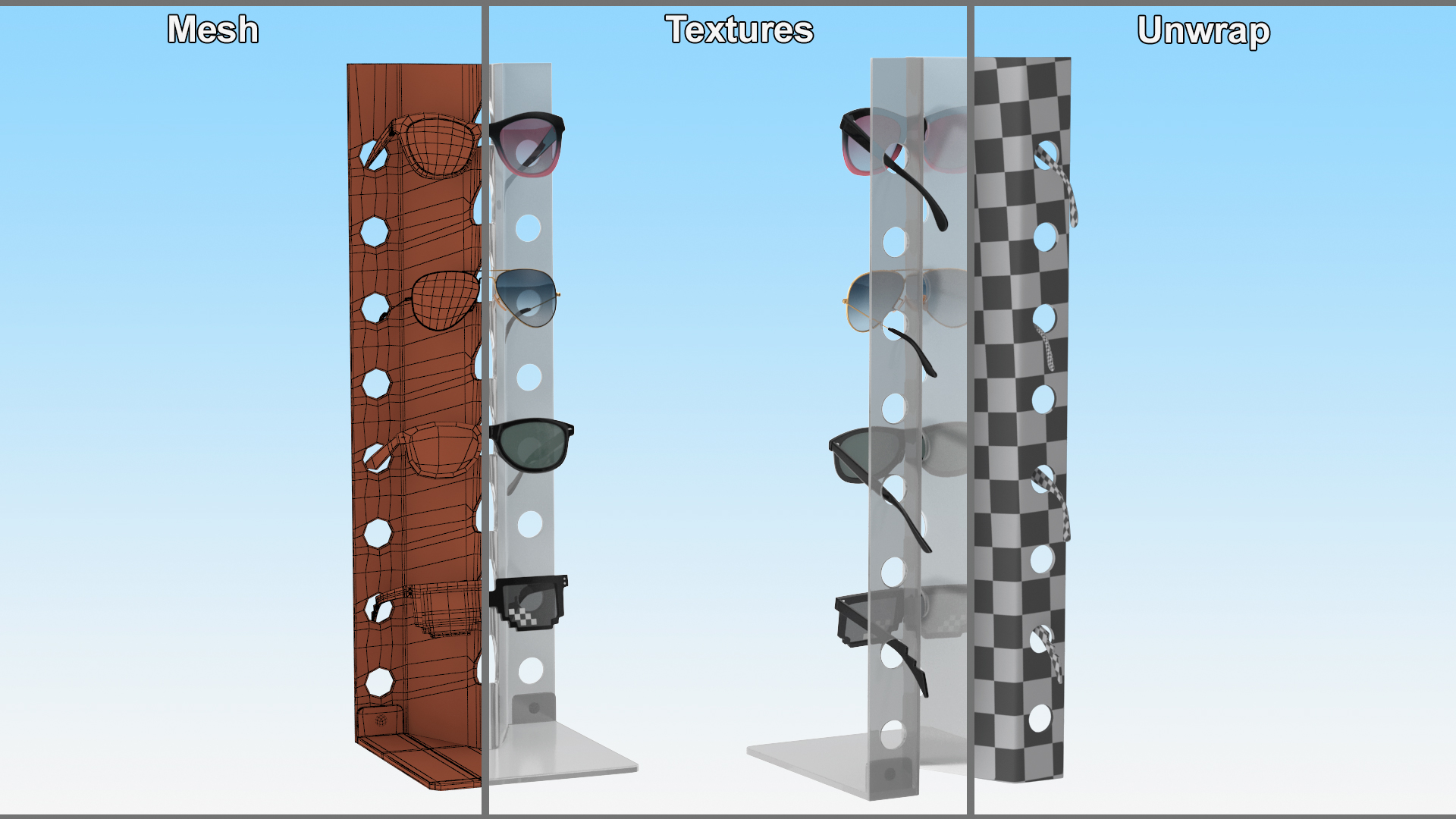 Sunglasses on Display Stand 3D