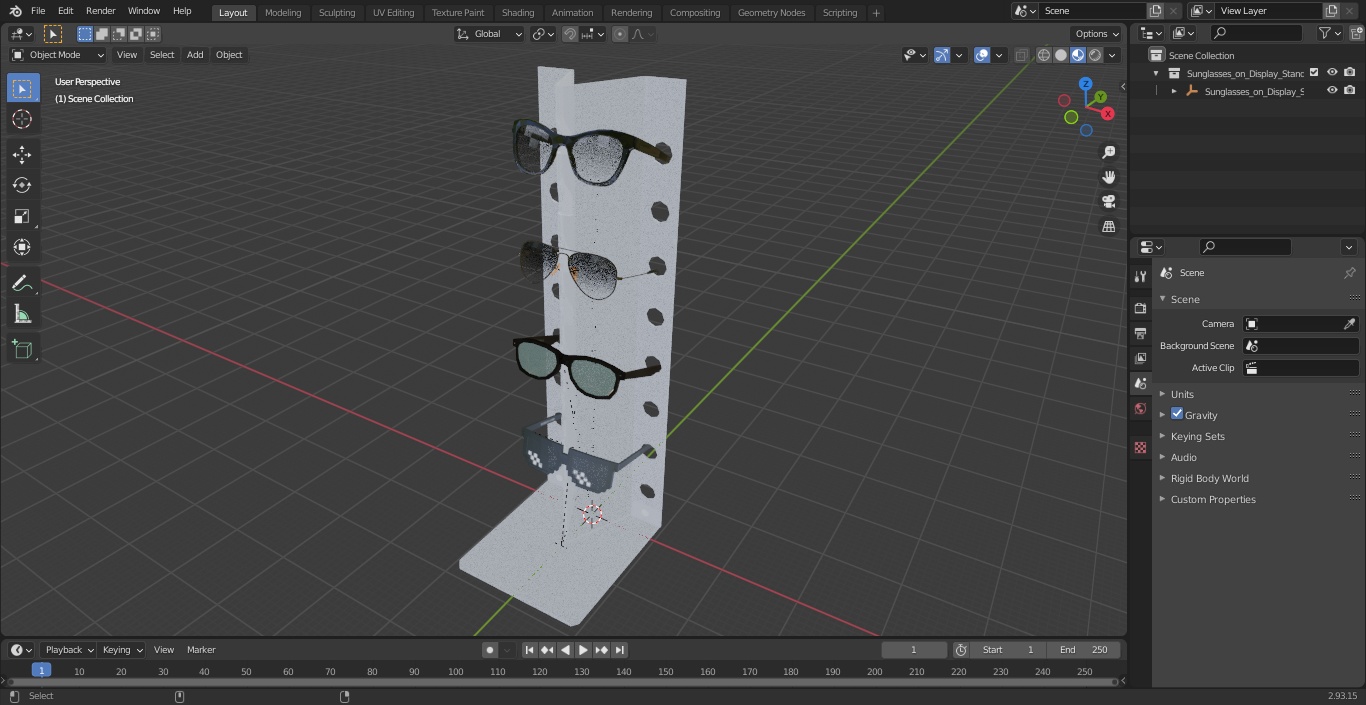 Sunglasses on Display Stand 3D