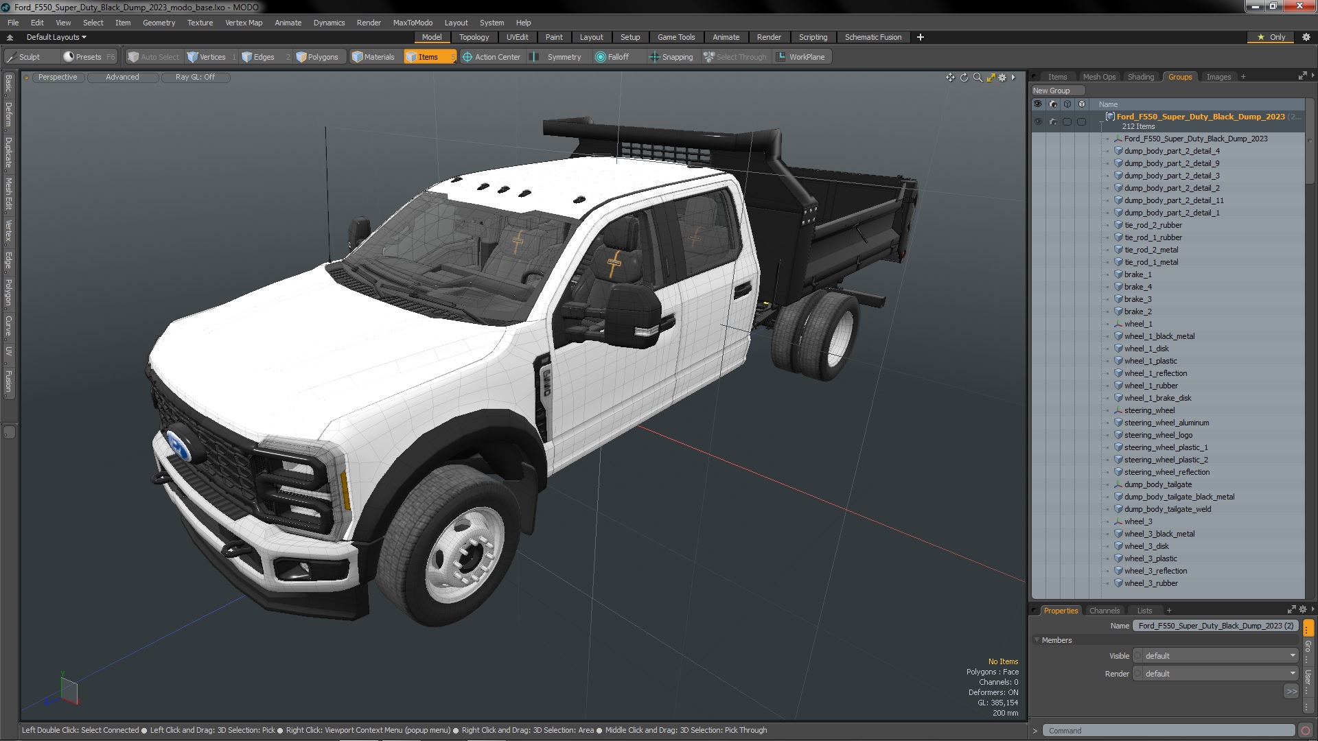 3D Ford F550 Super Duty Black Dump 2023