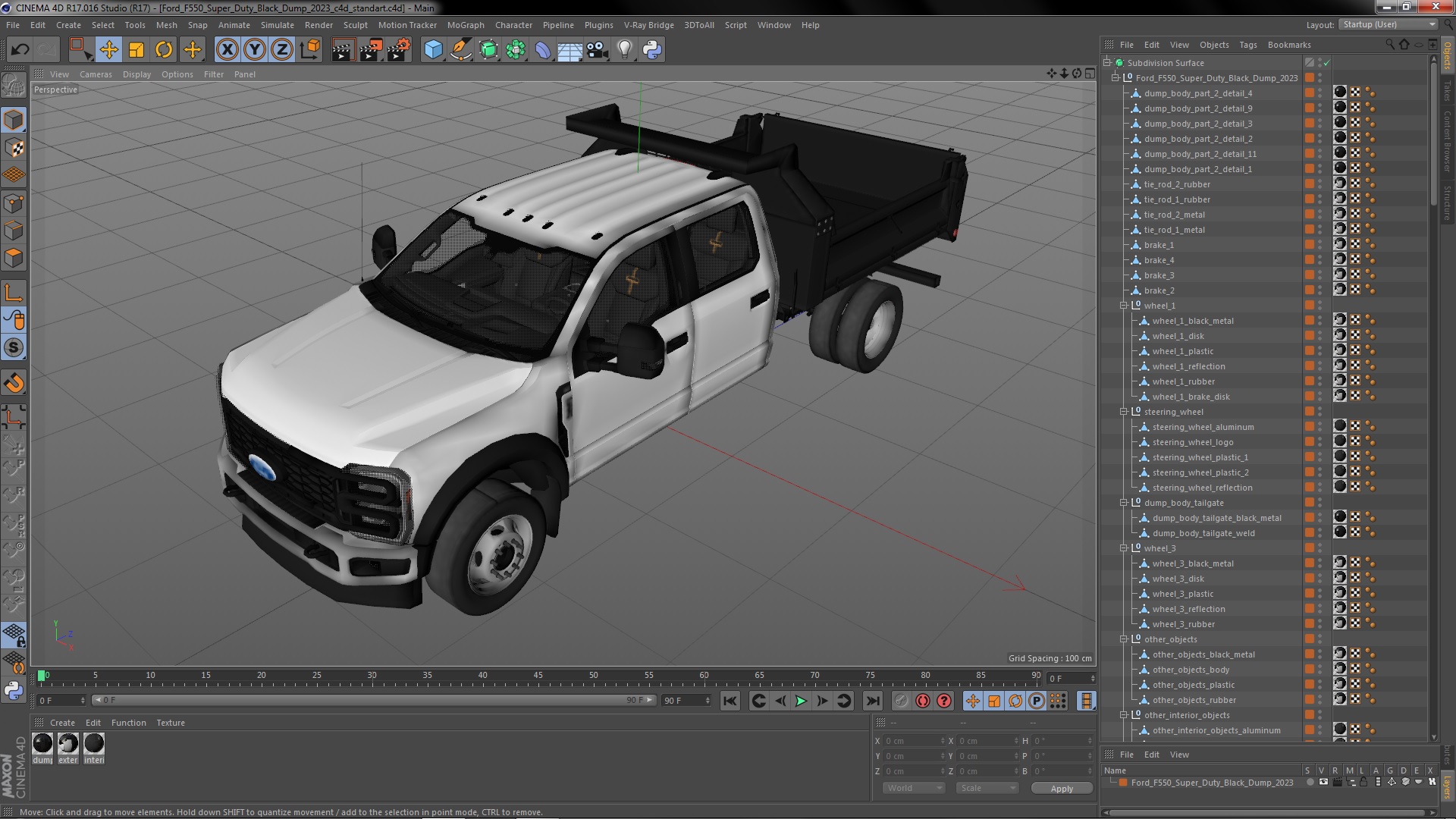 3D Ford F550 Super Duty Black Dump 2023