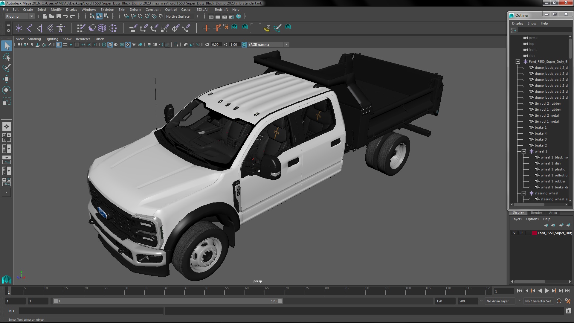 3D Ford F550 Super Duty Black Dump 2023