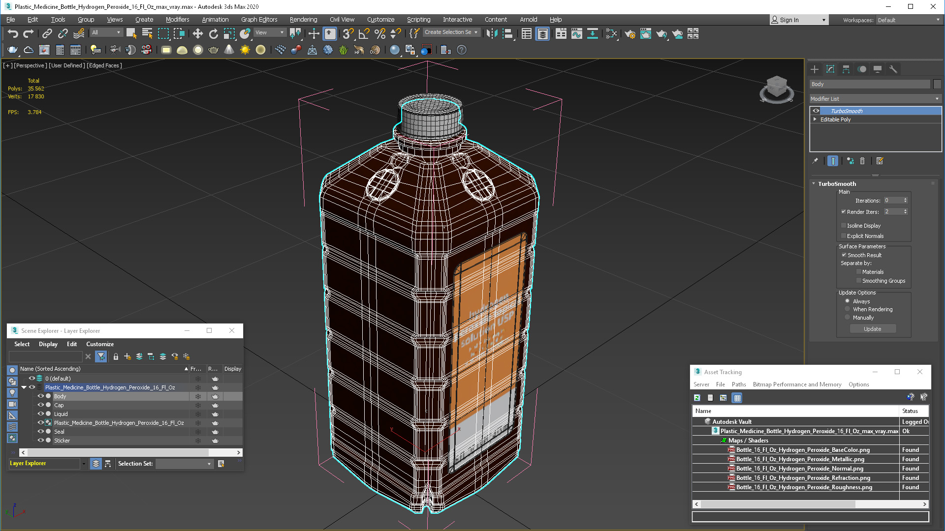 3D model Plastic Medicine Bottle Hydrogen Peroxide 16 Fl Oz