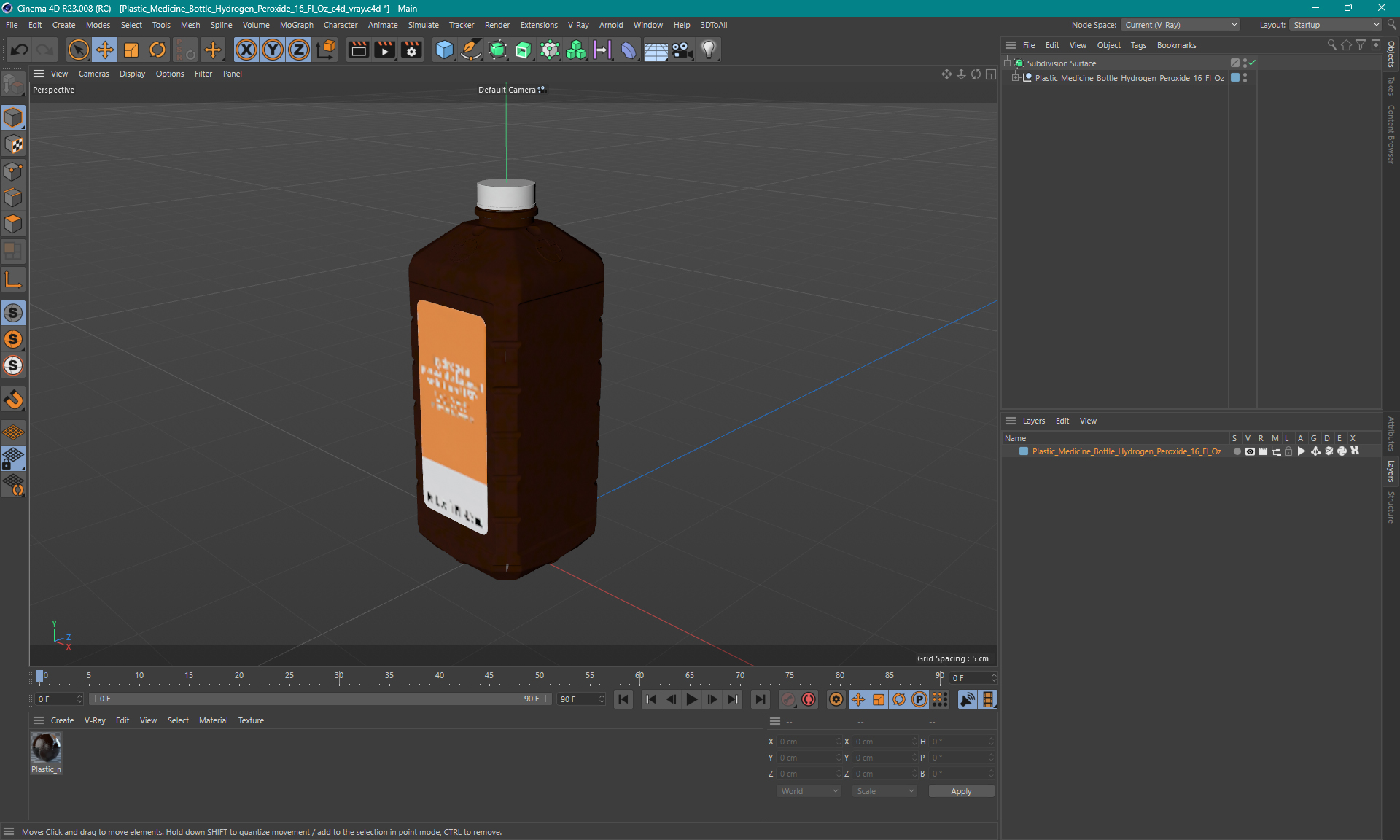 3D model Plastic Medicine Bottle Hydrogen Peroxide 16 Fl Oz