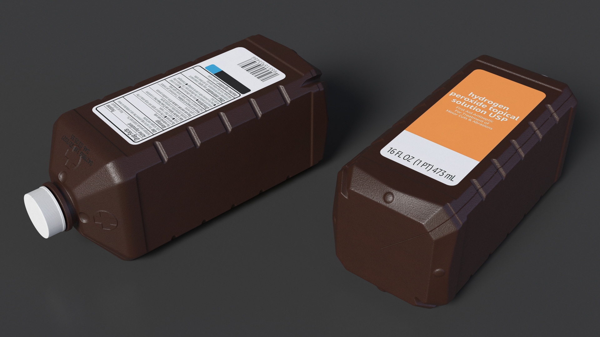 3D model Plastic Medicine Bottle Hydrogen Peroxide 16 Fl Oz