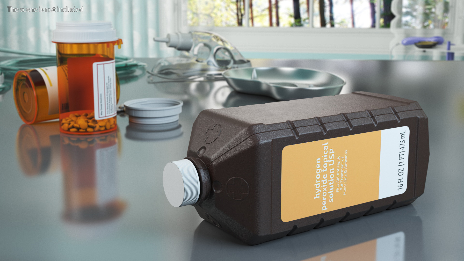 3D model Plastic Medicine Bottle Hydrogen Peroxide 16 Fl Oz
