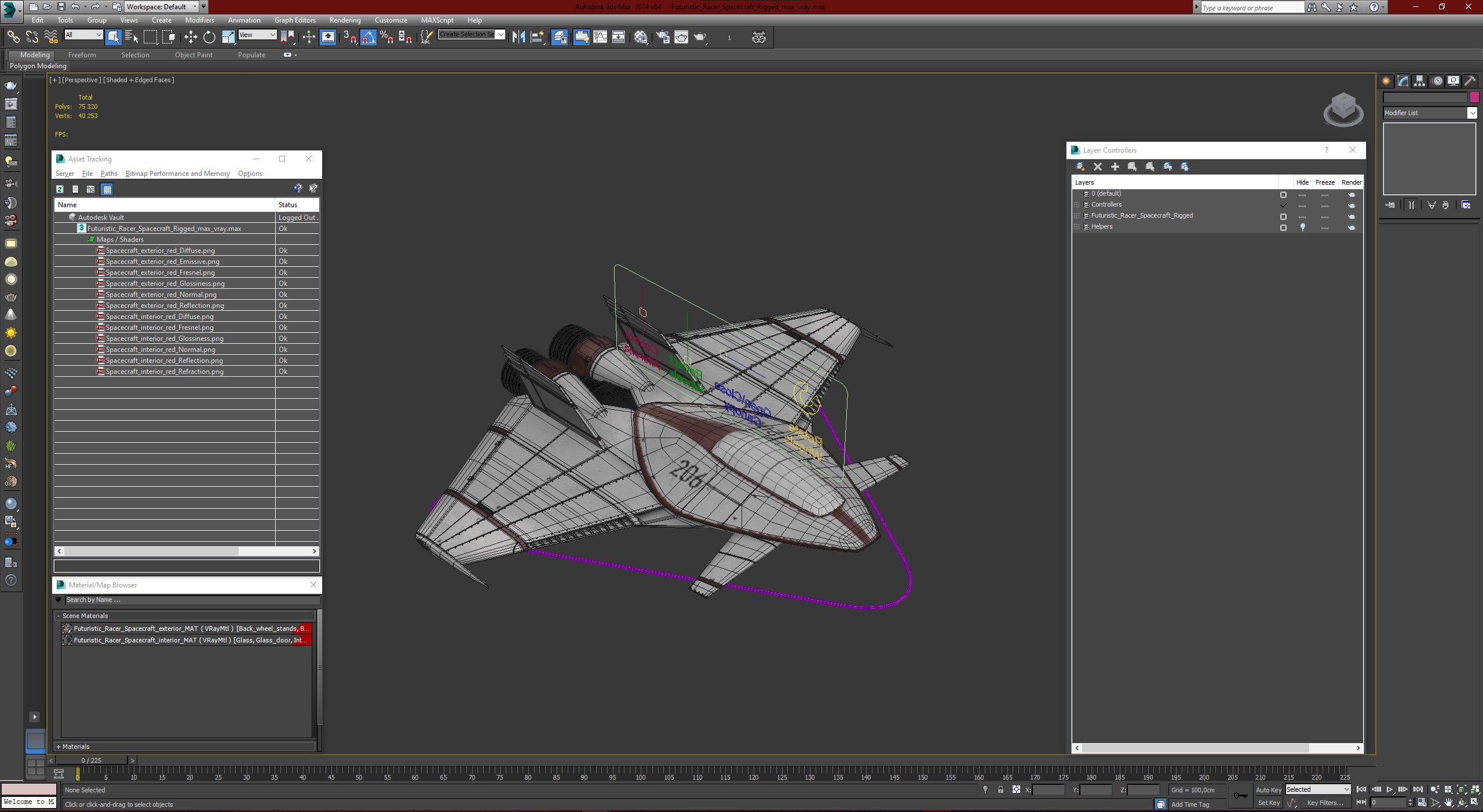 Futuristic Racer Spacecraft Rigged 3D model