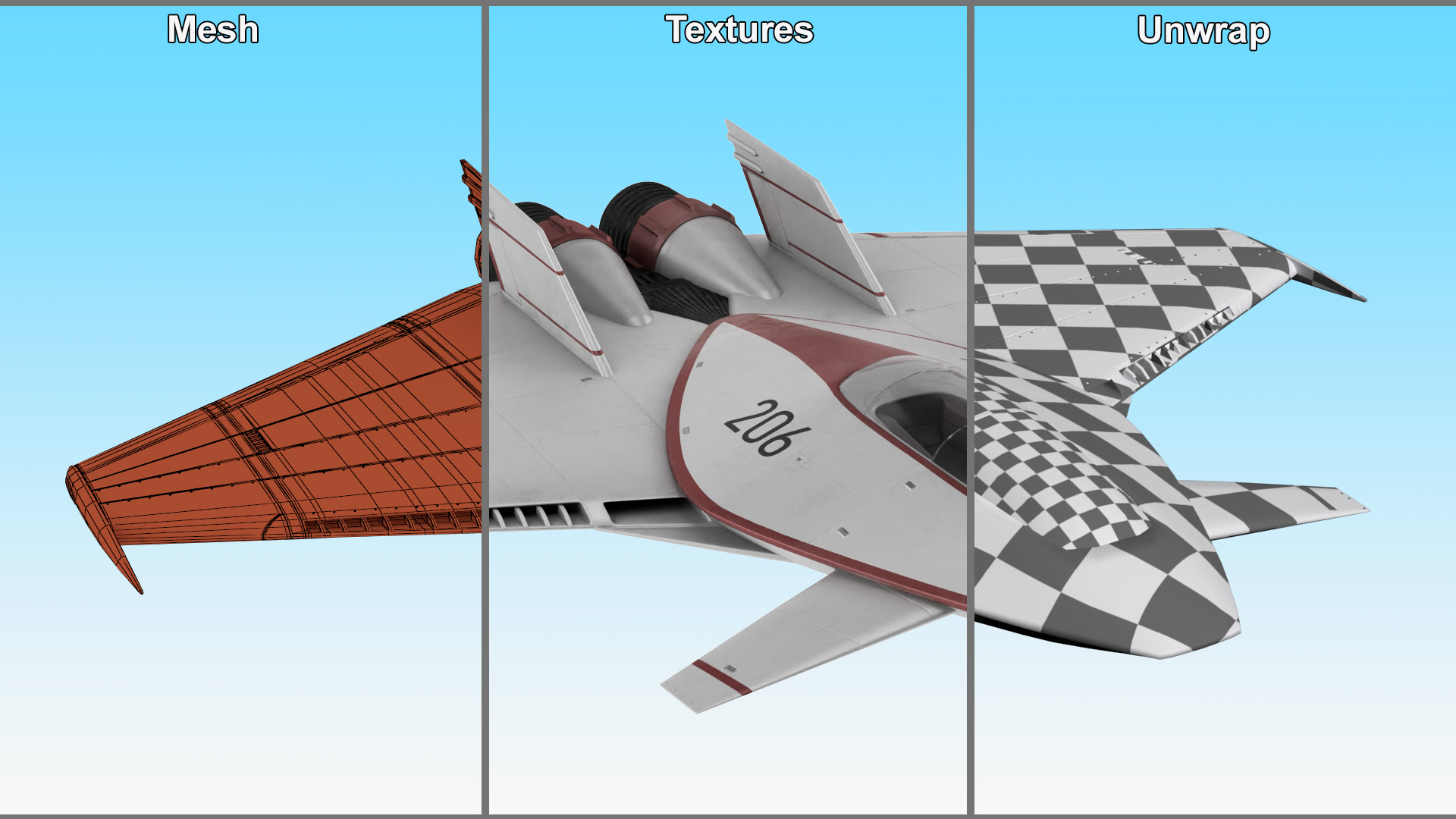 Futuristic Racer Spacecraft Rigged 3D model