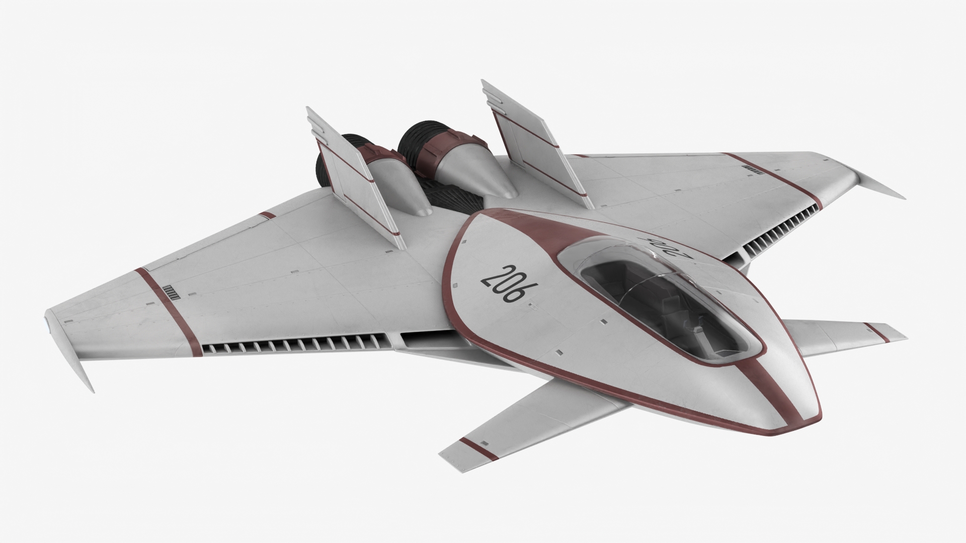 Futuristic Racer Spacecraft Rigged 3D model