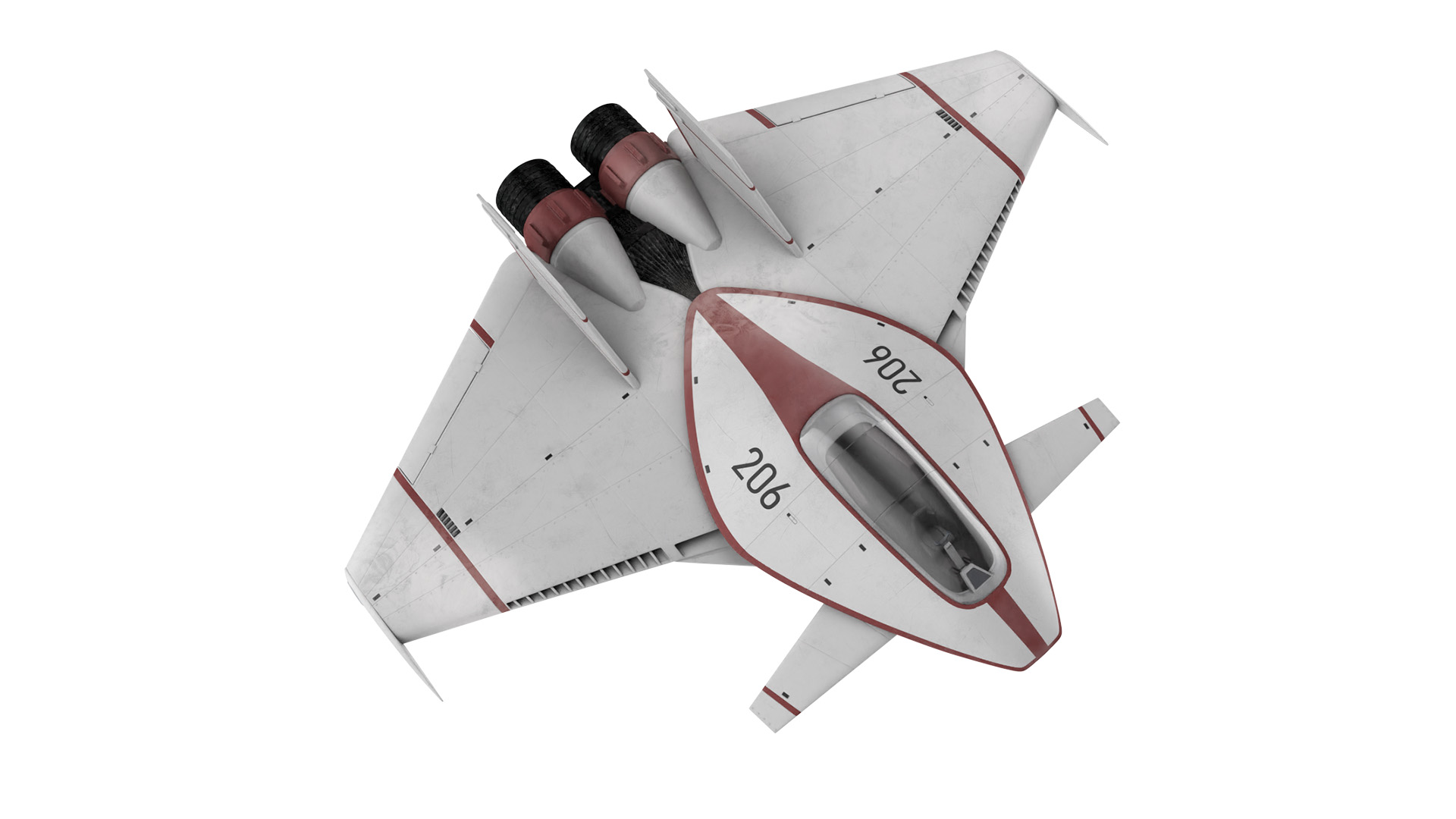 Futuristic Racer Spacecraft Rigged 3D model