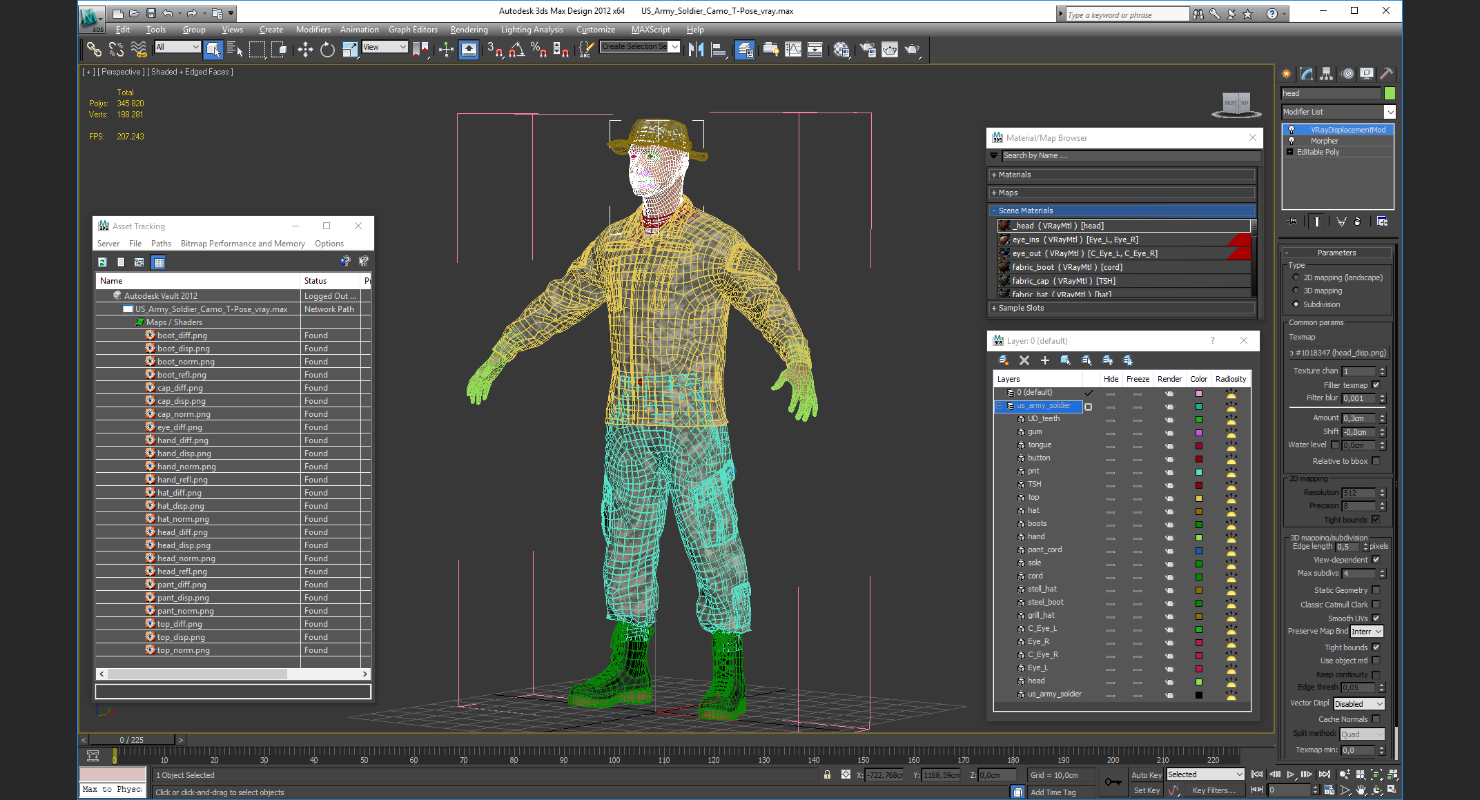 US Army Soldier Camo T-Pose 3D