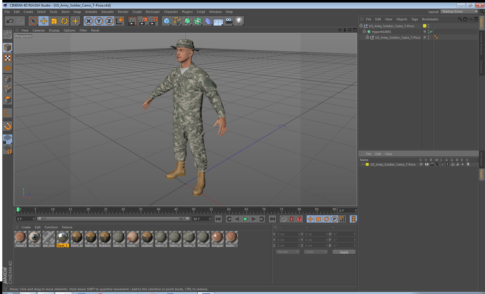 US Army Soldier Camo T-Pose 3D