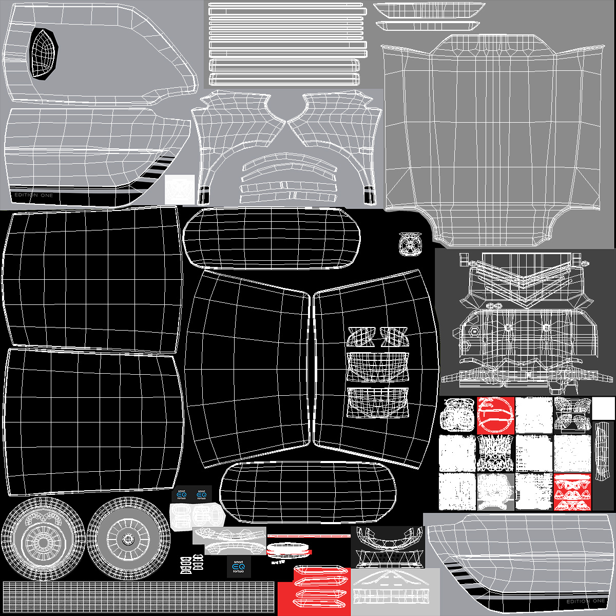 Smart EQ Fortwo Coupe Electric Rigged 3D
