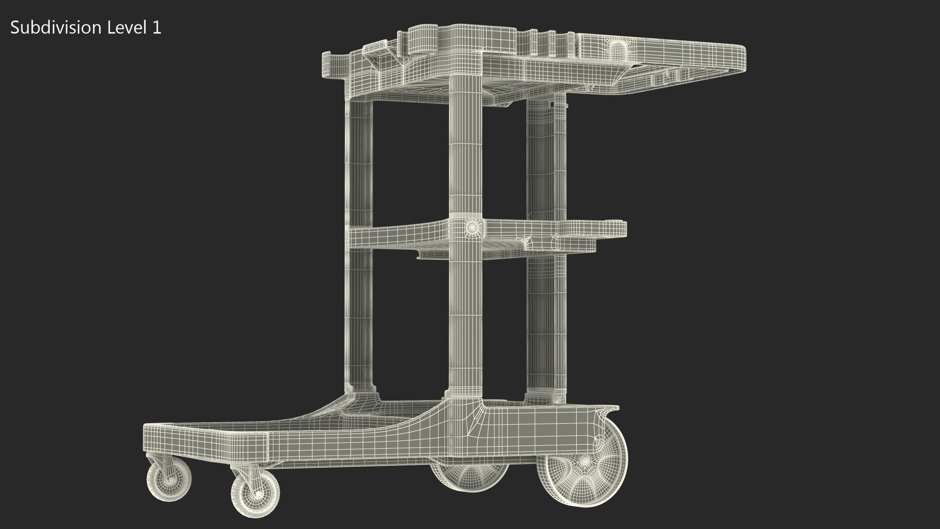 3D Multi Shelf Cleaning Trolley model