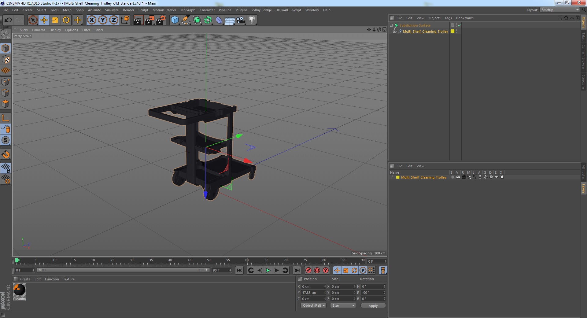 3D Multi Shelf Cleaning Trolley model