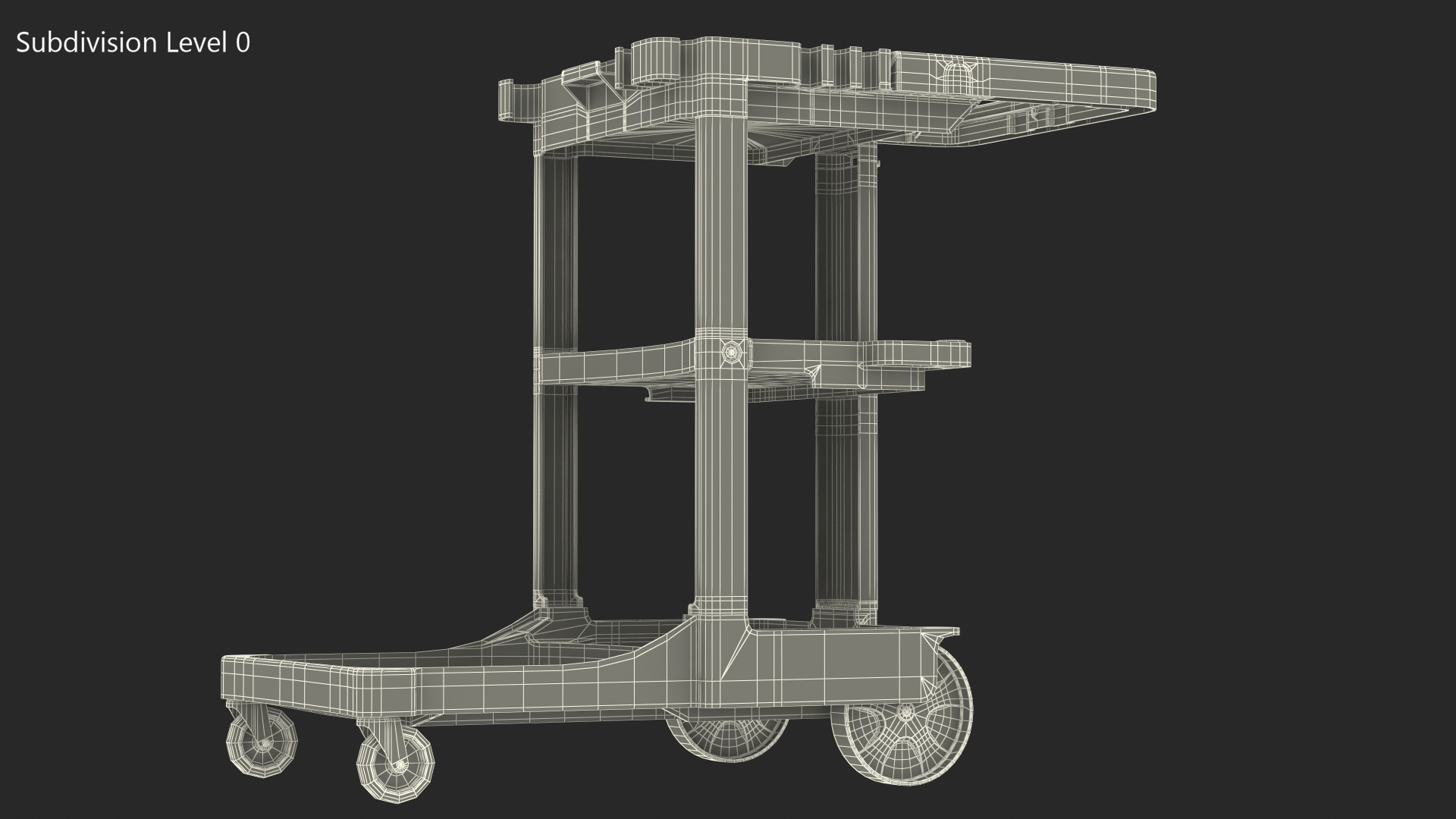 3D Multi Shelf Cleaning Trolley model