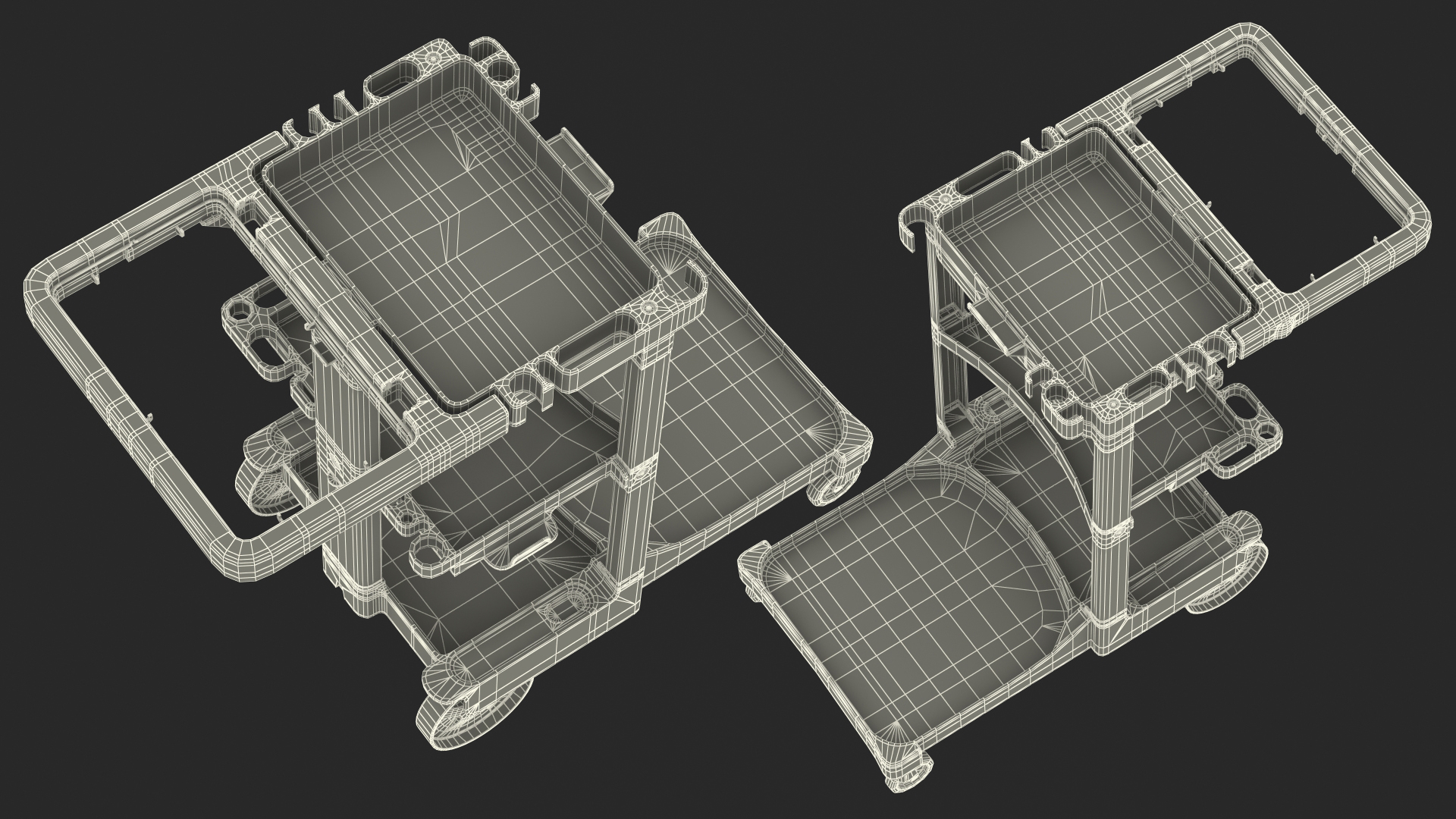 3D Multi Shelf Cleaning Trolley model